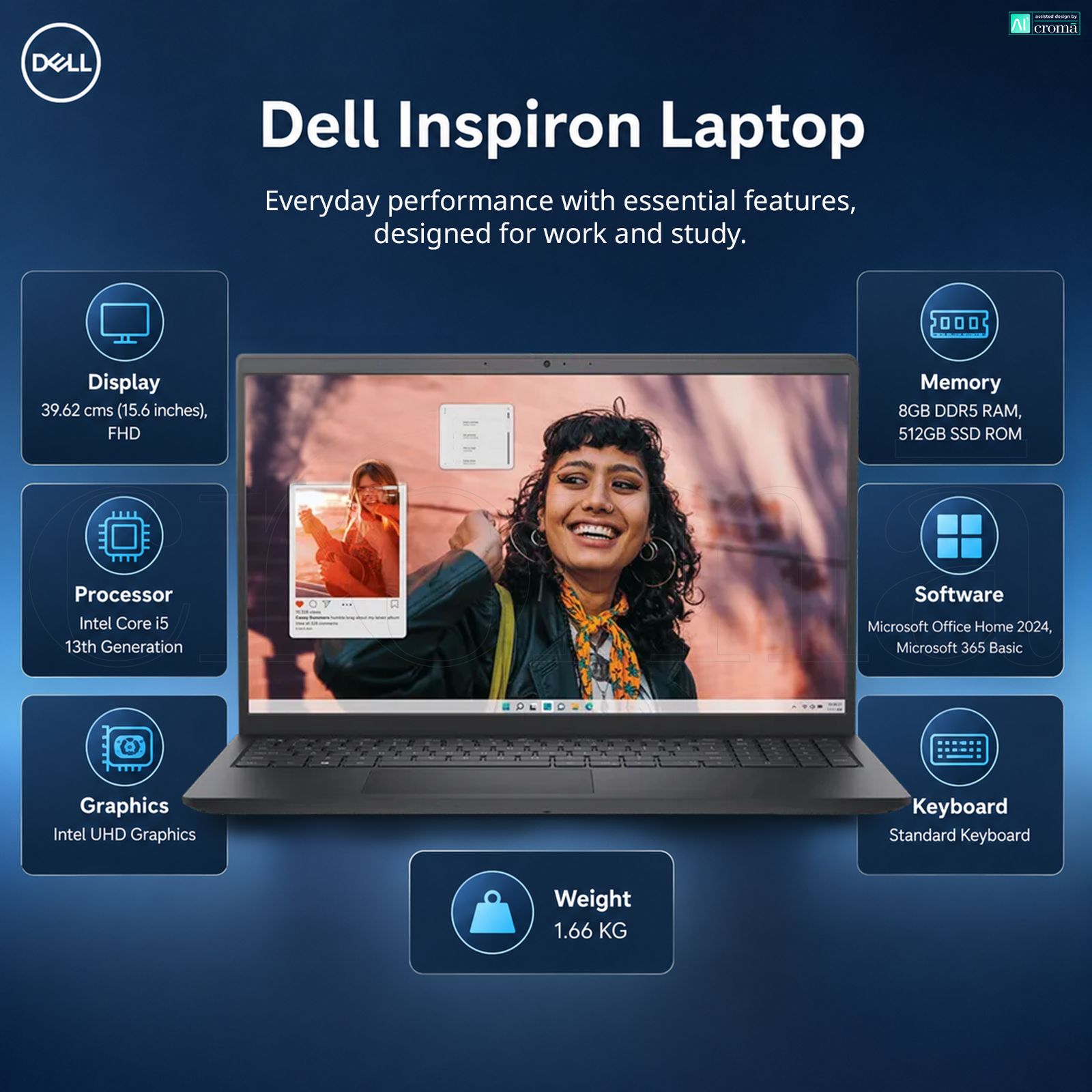 Dell Inspiron Intel Core i5 13th Gen Notebook Laptop (8GB, 512GB SSD, Windows 11, 15.6 inch Full HD IPS Display, MS Office 2024, Carbon Black, 1.66 KG) Dell Inspiron Intel Core i5 13th Gen Notebook Laptop (8GB, 512GB SSD, Windows 11, 15.6 inch Full HD IPS Display, MS Office 2024, Carbon Black, 1.66 KG)_2