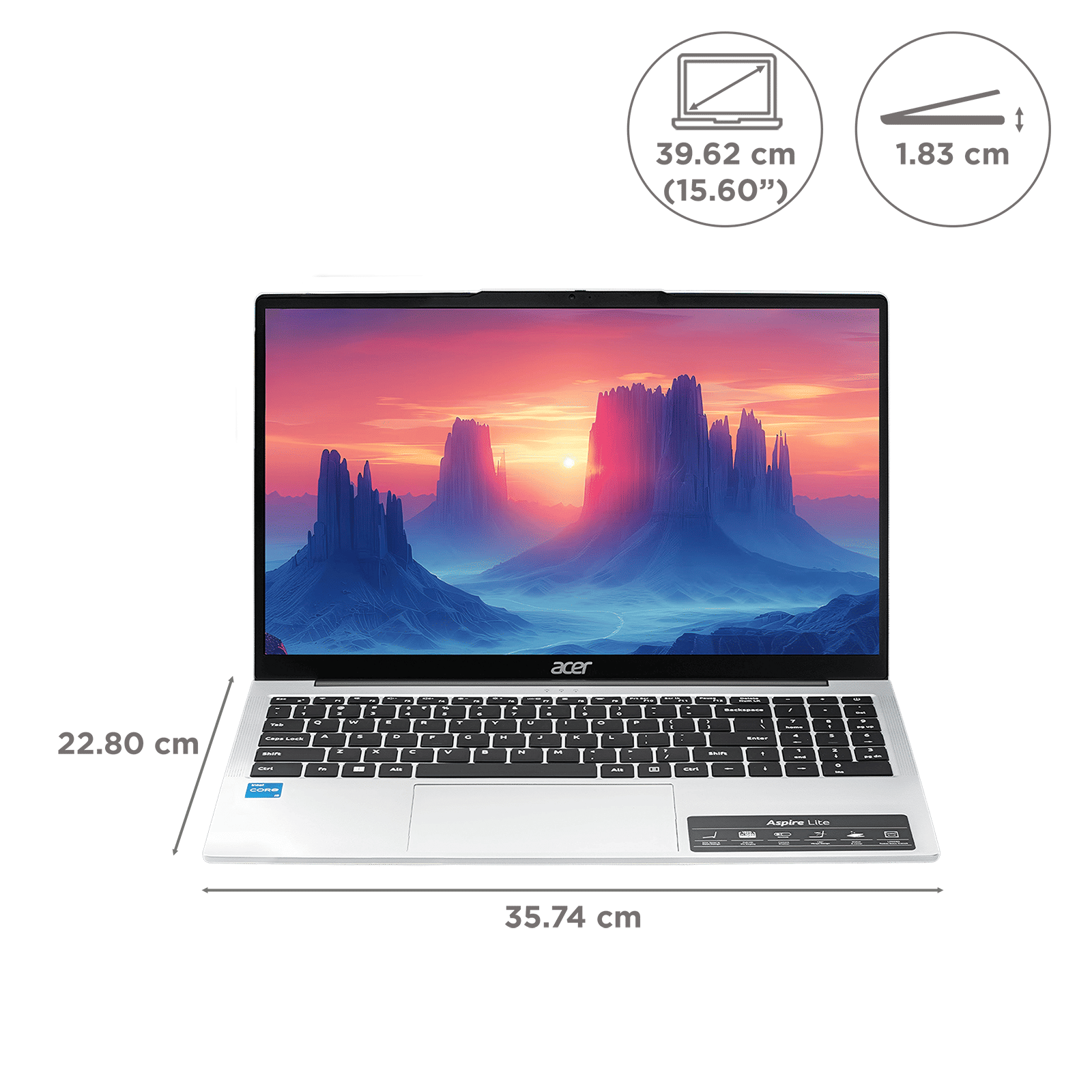 Acer Aspire Lite Intel Core 5 Laptop (16GB, 512GB SSD, Windows 11 Home, 15.6 inch FHD IPS Display, MS Office, Silver, 1.7 KG)_2