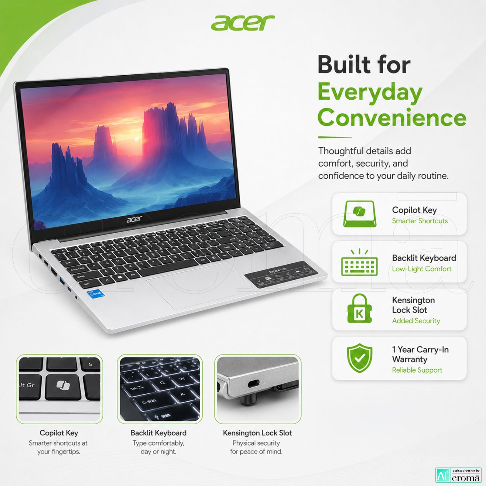 Acer Aspire Lite Intel Core 5 Laptop (16GB, 512GB SSD, Windows 11 Home, 15.6 inch FHD IPS Display, MS Office, Silver, 1.7 KG) Acer Aspire Lite Intel Core 5 Laptop (16GB, 512GB SSD, Windows 11 Home, 15.6 inch FHD IPS Display, MS Office, Silver, 1.7 KG)_6