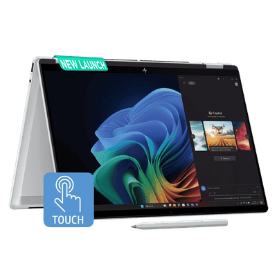 HP OmniBook X Flip 14-fm0119TU Intel Core Ultra 5 Touchscreen 2-in-1 Laptop (16GB, 512GB SSD, Windows 11 Home, 14 inch 2K OLED Display, MS Office Home 2024, Meteor Silver, 1.38 KG)