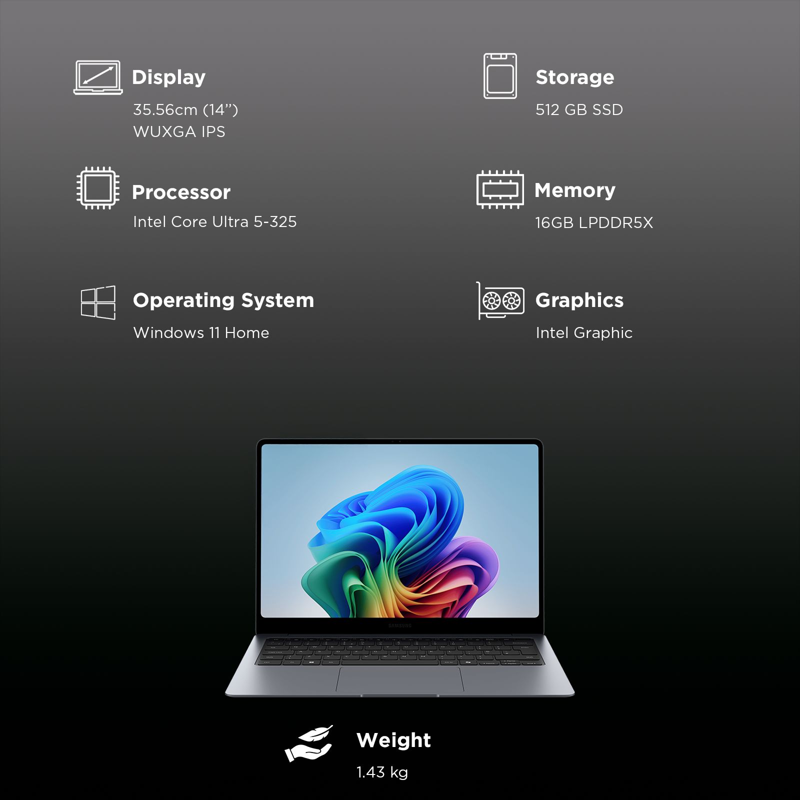 SAMSUNG Galaxy Book6 Intel Core Ultra 5 Thin & Light Laptop (16GB, 512GB SSD, Windows 11 Home, 14 inch WUXGA IPS Display, MS Office Home & Student 2024, Gray, 1.43 KG) SAMSUNG Galaxy Book6 Intel Core Ultra 5 Thin & Light Laptop (16GB, 512GB SSD, Windows 11 Home, 14 inch WUXGA IPS Display, MS Office Home & Student 2024, Gray, 1.43 KG)_3