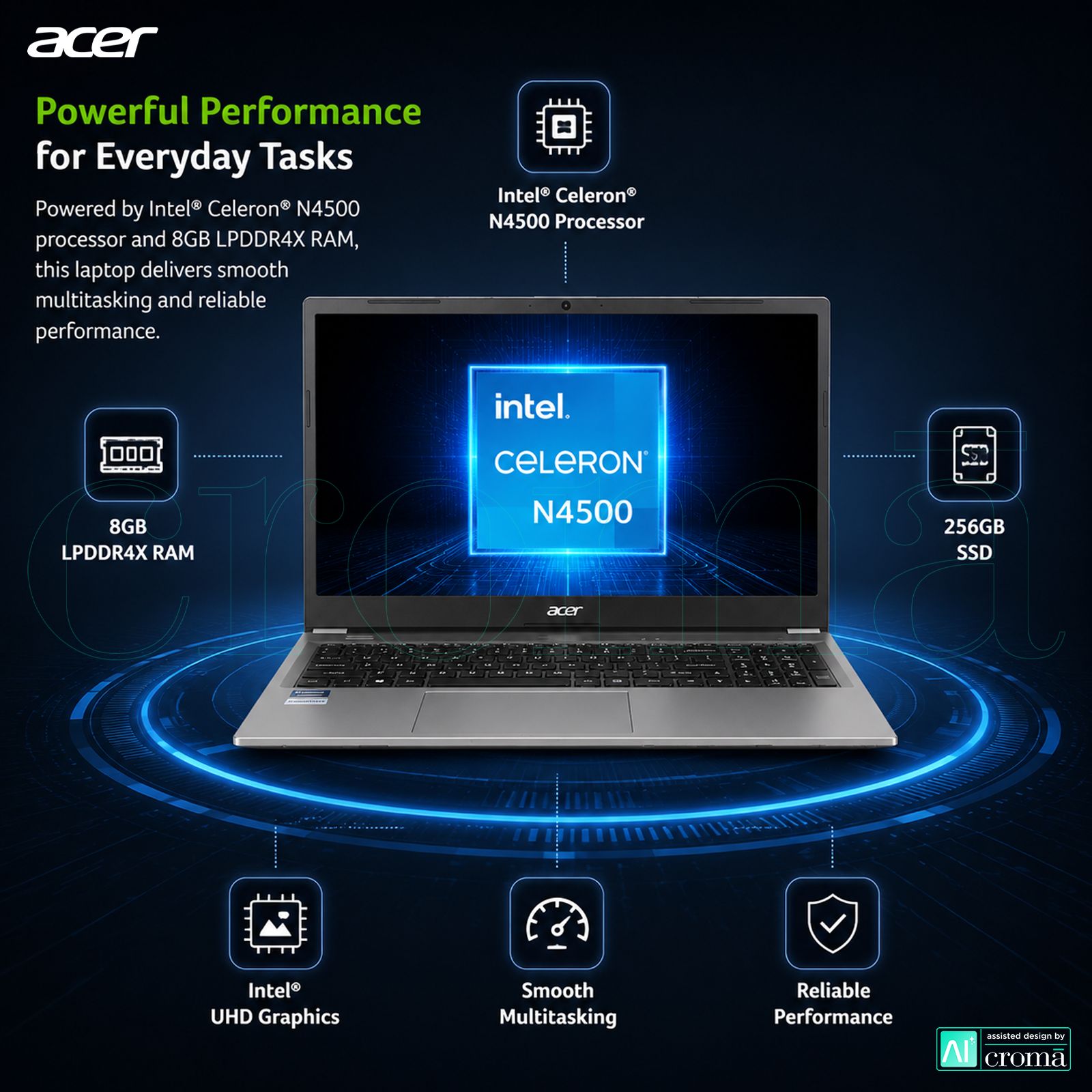 Acer Aspire 3 Intel Celeron N4500 Ultra Thin Laptop (8GB, 256GB SSD, Windows 11 Home, 15.6 inch HD TN TFT LCD Display, MS Office Home & Student 2021, Silver, 1.5 KG) Acer Aspire 3 Intel Celeron N4500 Ultra Thin Laptop (8GB, 256GB SSD, Windows 11 Home, 15.6 inch HD TN TFT LCD Display, MS Office Home & Student 2021, Silver, 1.5 KG)_4
