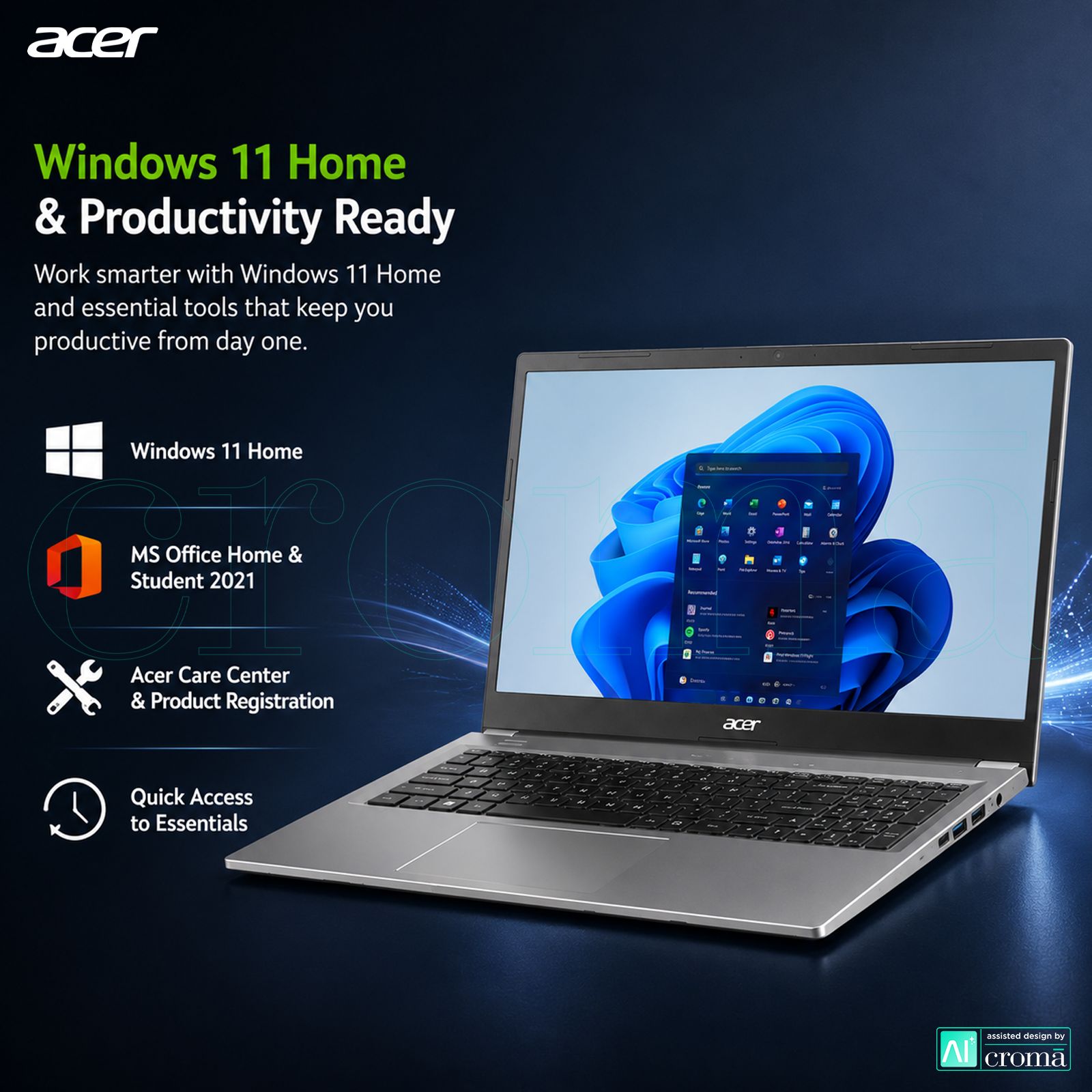 Acer Aspire 3 Intel Celeron N4500 Ultra Thin Laptop (8GB, 256GB SSD, Windows 11 Home, 15.6 inch HD TN TFT LCD Display, MS Office Home & Student 2021, Silver, 1.5 KG) Acer Aspire 3 Intel Celeron N4500 Ultra Thin Laptop (8GB, 256GB SSD, Windows 11 Home, 15.6 inch HD TN TFT LCD Display, MS Office Home & Student 2021, Silver, 1.5 KG)_5
