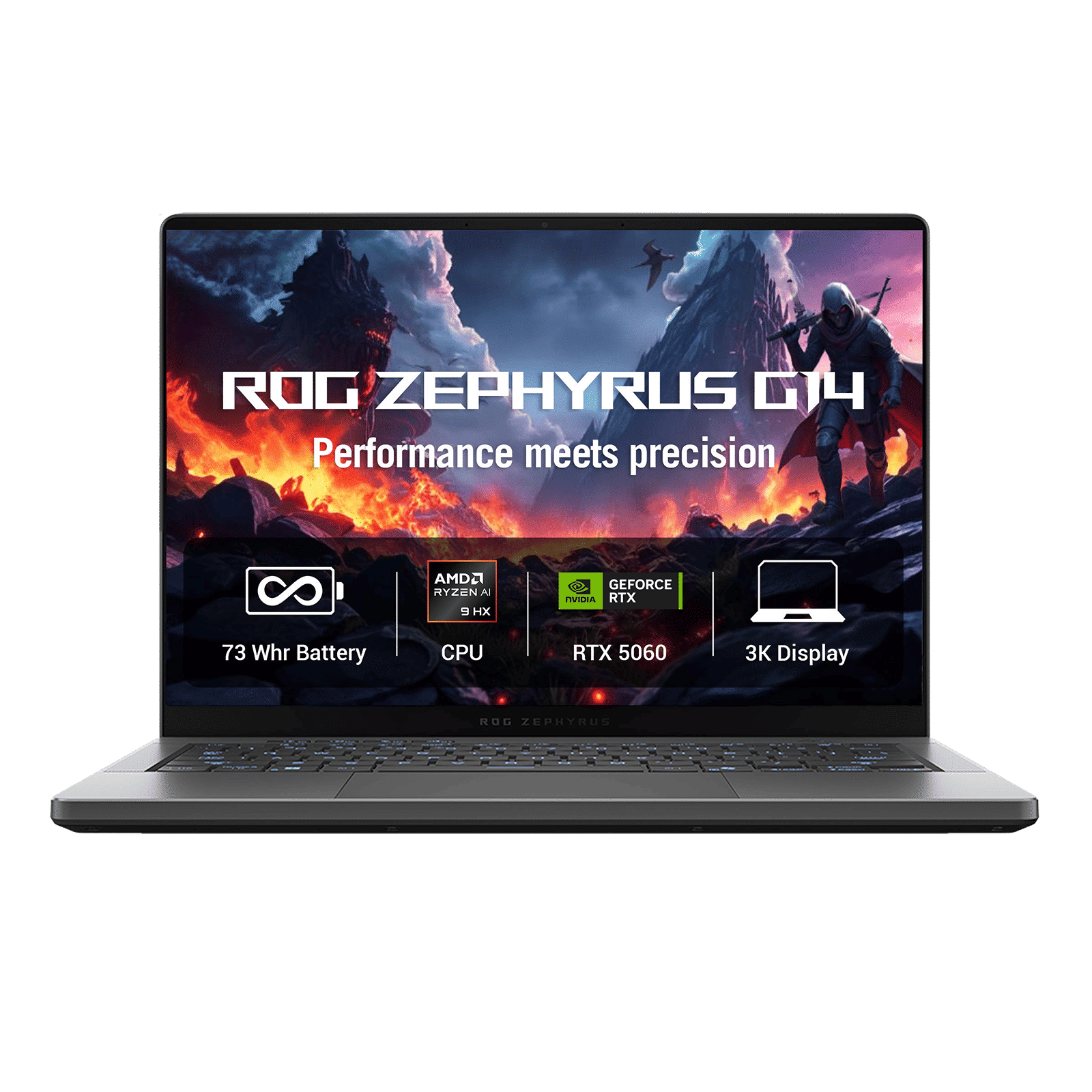 Asus ROG Zephyrus G14 AMD Ryzen AI 9 Gaming Laptop (32GB, 2TB SSD, Windows 11 Home, 8GB Graphics, 14 inch 120 Hz 3K OLED ROG Nebula HDR Display, NVIDIA GeForce RTX 5060, MS Office Home 2024, Eclipse Gray, 1.50 KG)_1