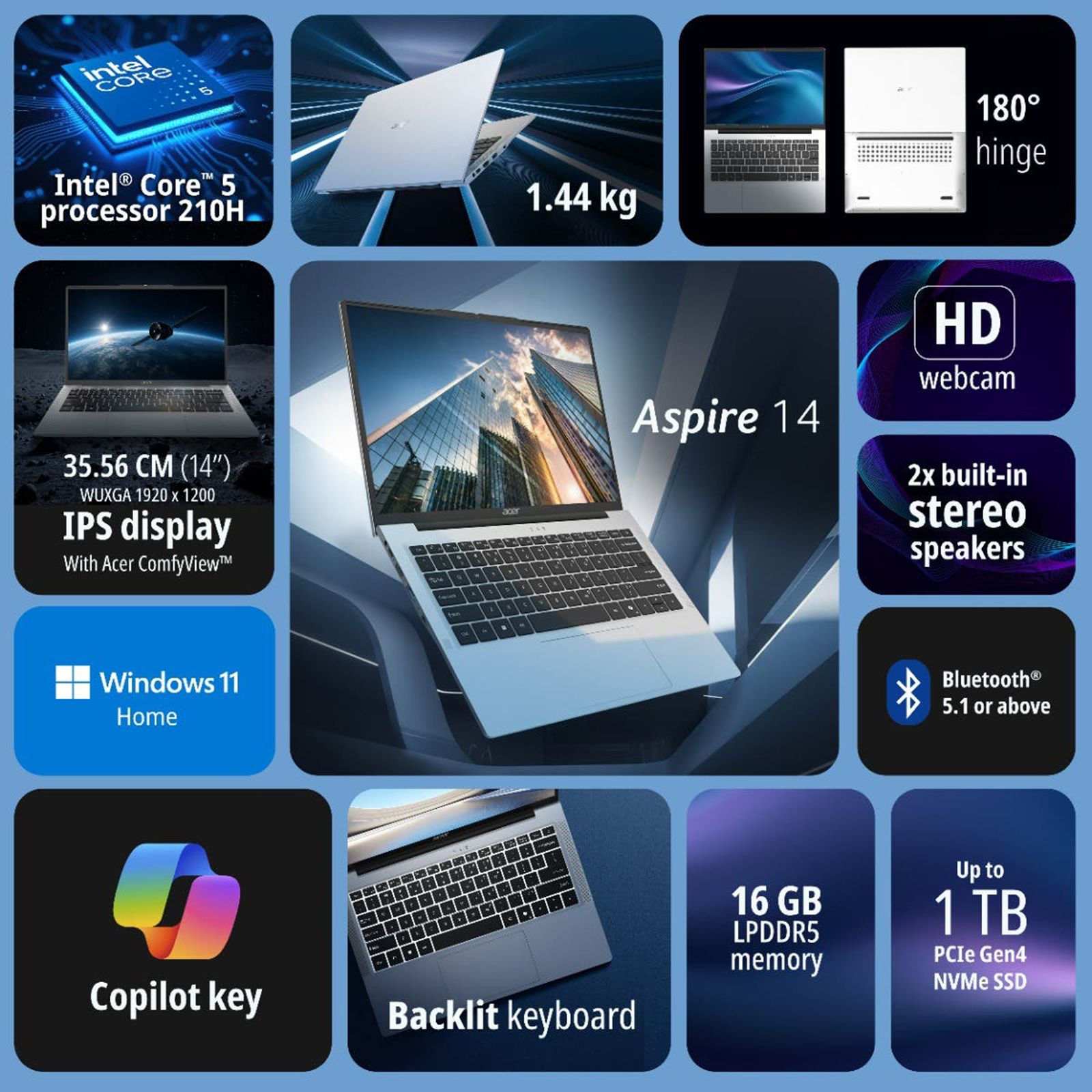Acer Aspire 14 Intel Core 5 210H 14th Gen Thin and Light Laptop (16GB, 512GB SSD, Windows 11 Home, 14 inch WUXGA IPS TFT LCD Display, MS Office 2021, Pure Silver, 1.44 KG) Acer Aspire 14 Intel Core 5 210H 14th Gen Thin and Light Laptop (16GB, 512GB SSD, Windows 11 Home, 14 inch WUXGA IPS TFT LCD Display, MS Office 2021, Pure Silver, 1.44 KG)_2