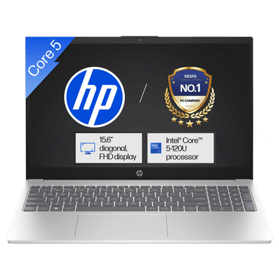 HP FD Series Intel Core 5 Thin & Light Laptop (16GB, 512GB SSD, Windows 11 Home, 15.6 inch Full HD Display, MS Office Home 2024, Natural Silver, 1.59 KG)