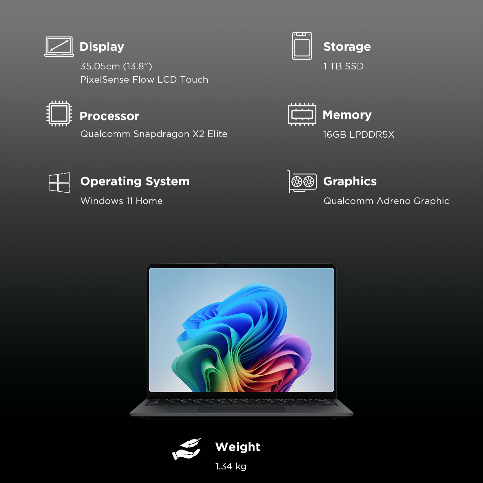 Microsoft Surface 8th Edition Qualcomm Snapdragon X2 Elite Touchscreen Thin & Light Laptop (16GB, 1TB SSD, Windows 11 Home, 13.8 inch PixelSense Flow LCD Display, MS Office 2024, Black, 1.34 KG) Microsoft Surface 8th Edition Qualcomm Snapdragon X2 Elite Touchscreen Thin & Light Laptop (16GB, 1TB SSD, Windows 11 Home, 13.8 inch PixelSense Flow LCD Display, MS Office 2024, Black, 1.34 KG)_13