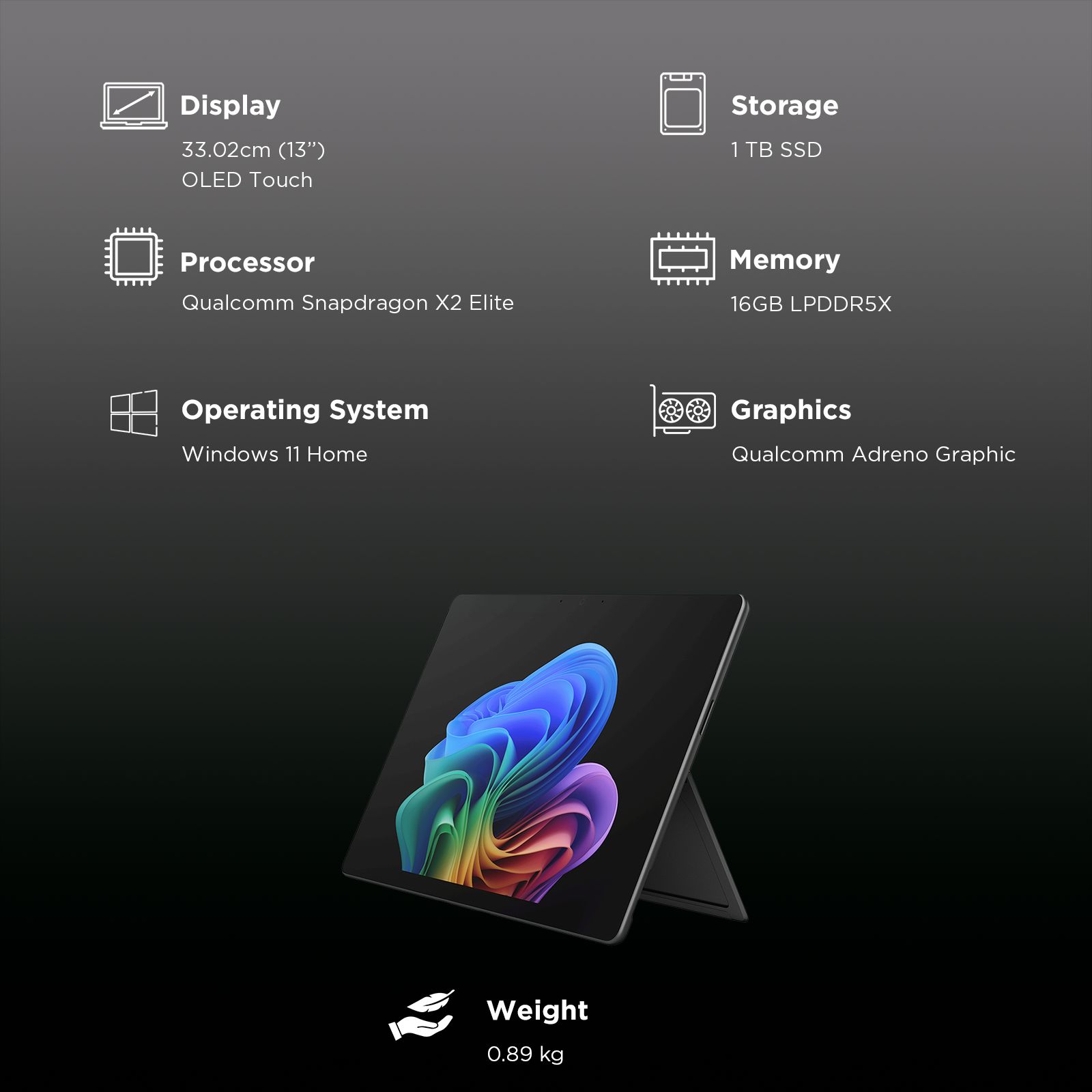 Microsoft Surface Pro 12th Edition Qualcomm Snapdragon X2 Elite Touchscreen 2-in-1 Laptop (16GB, 1TB SSD, Windows 11 Home, 13 inch OLED Display, MS Office 2024, Black, 0.89 KG) Microsoft Surface Pro 12th Edition Qualcomm Snapdragon X2 Elite Touchscreen 2-in-1 Laptop (16GB, 1TB SSD, Windows 11 Home, 13 inch OLED Display, MS Office 2024, Black, 0.89 KG)_13