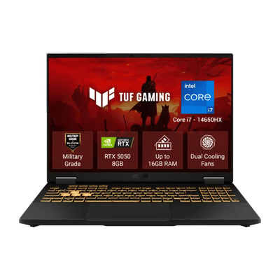 ASUS TUF F16 Intel Core i7 14th Gen Gaming Laptop (16GB, 1TB SSD, Windows 11 Home, 8GB Graphics, 16 inch 144 Hz FHD+ IPS Level Display, NVIDIA GeForce RTX 5050, MS Office Home 2024, Jaeger Gray, 2.20 KG)