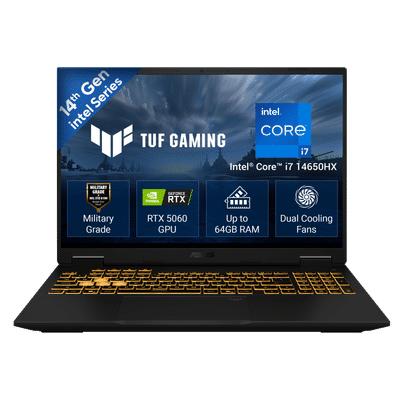 ASUS TUF 16 Intel Core i7 14th Gen Gaming Laptop (16GB, 512GB SSD, Windows 11 Home, 8GB Graphics, 16 inch 144 Hz WUXGA IPS Display, NVIDIA GeForce RTX 5060, MS Office Home 2024, Off Black, 2.20 KG)