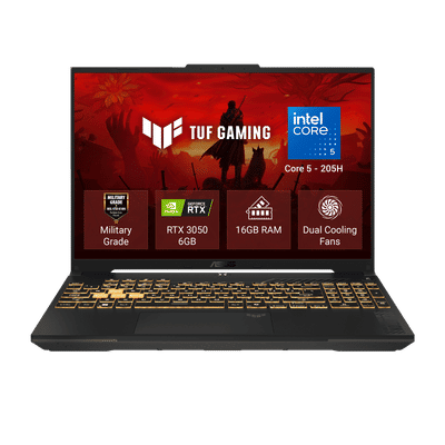 ASUS TUF F16 Intel Core 5 Gaming Laptop (16GB, 512GB SSD, Windows 11 Home, 6GB Graphics, 16 inch 144 Hz FHD+ IPS Level Display, NVIDIA GeForce RTX 3050, MS Office Home 2024, Mecha Gray, 2.20 KG)