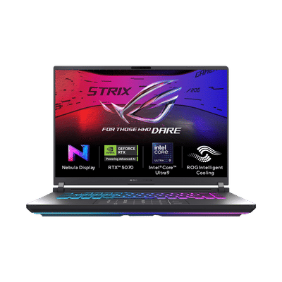 ASUS ROG Strix G16 Intel Core Ultra 9 Gaming Laptop (32GB, 1TB SSD, Windows 11 Home, 8GB Graphics, 16 inch 240 Hz WQXGA IPS Level Nebula Display, NVIDIA GeForce RTX 5070, MS Office Home 2024, Eclipse Gray, 2.65 KG)