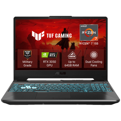 ASUS TUF A15 AMD Ryzen 7 Gaming Laptop (16GB, 512GB SSD, Windows 11 Home, 4GB Graphics, 15.6 inch 144 Hz Full HD IPS Level Display, NVIDIA GeForce RTX 3050, MS Office Home 2024, Graphite Black, 2.30 KG)