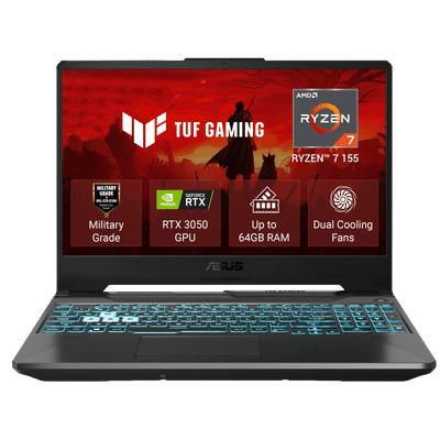 ASUS TUF A15 AMD Ryzen 7 Gaming Laptop (16GB, 1TB SSD, Windows 11 Home, 4GB Graphics, 15.6 inch 144 Hz FHD IPS Level Display, NVIDIA GeForce RTX 3050, MS Office Home 2024, Graphite Black, 2.30 KG)