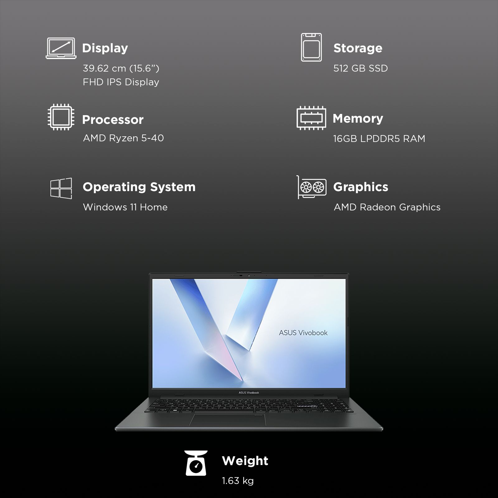 ASUS Vivobook Go 15 AMD Ryzen 5 Notebook Laptop (16GB, 512GB SSD, Windows 11 Home, 15.6 inch Full HD IPS Display, MS Office Home 2024, Mixed Black) ASUS Vivobook Go 15 AMD Ryzen 5 Notebook Laptop (16GB, 512GB SSD, Windows 11 Home, 15.6 inch Full HD IPS Display, MS Office Home 2024, Mixed Black)_7