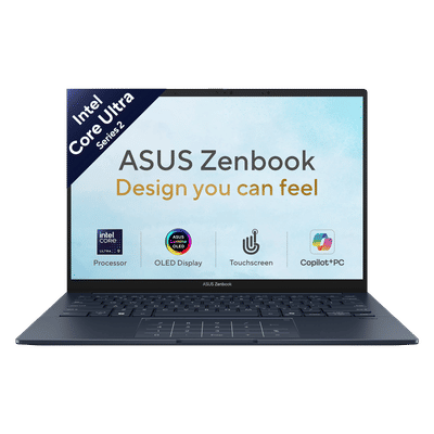 ASUS Zenbook 14 Intel Core Ultra 9 Touchscreen Thin & Light Laptop (16GB, 512GB SSD, Windows 11 Home, 14 inch FHD+ OLED Display, MS Office Home 2024, Ponder Blue, 1.28 KG)