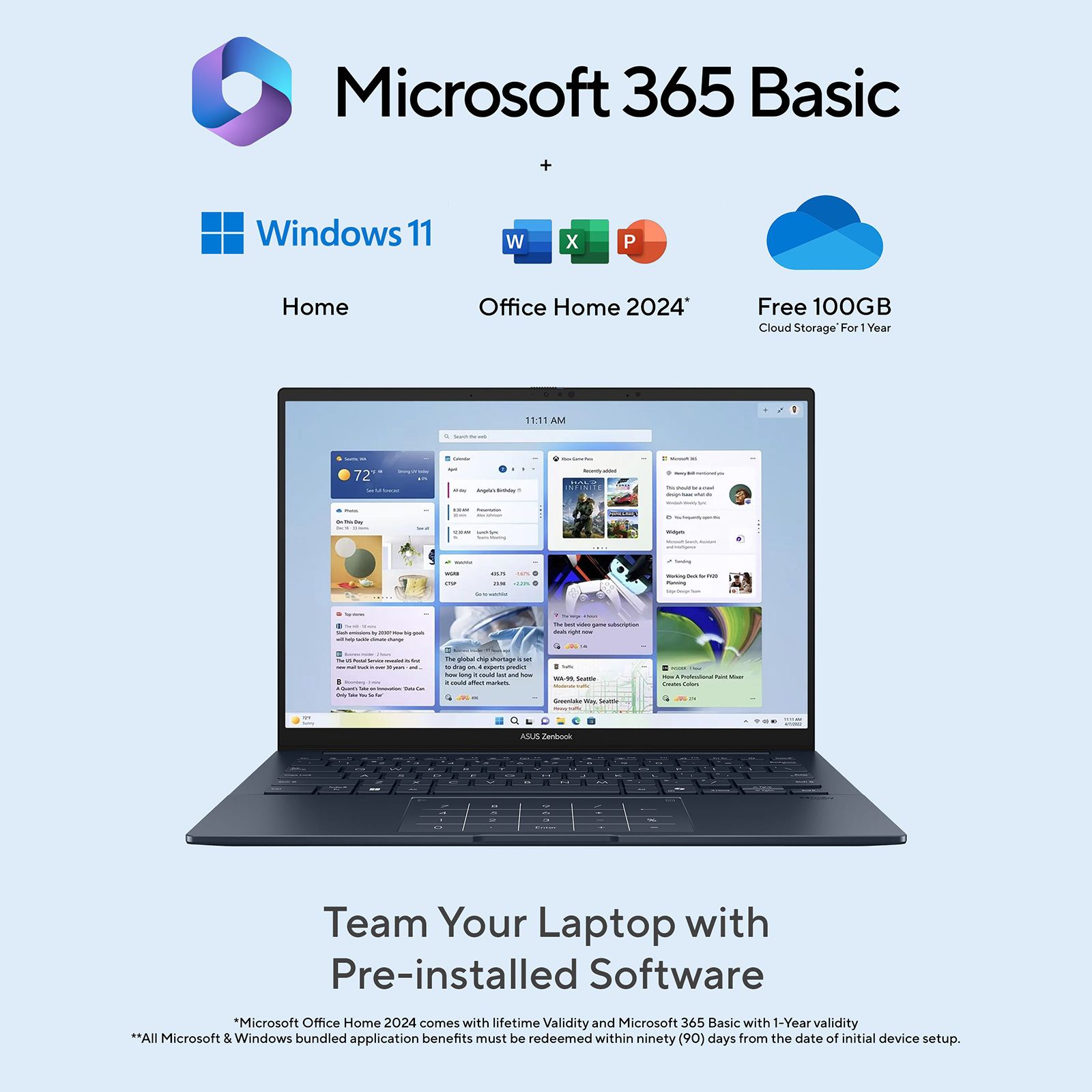 ASUS Zenbook 14 Intel Core Ultra 9 Touchscreen Thin & Light Laptop (16GB, 512GB SSD, Windows 11 Home, 14 inch FHD+ OLED Display, MS Office Home 2024, Ponder Blue, 1.28 KG)_17