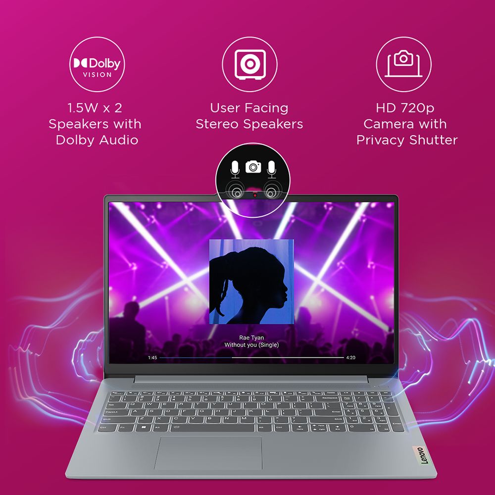 Lenovo IdeaPad Slim 3 15AMN8 AMD Ryzen 5 40 Notebook Laptop (8GB, 512GB SSD, Windows 11 Home, 15.6 inch FHD LCD Display, MS Office Home 2024, Arctic Grey, 1.62 KG)_3