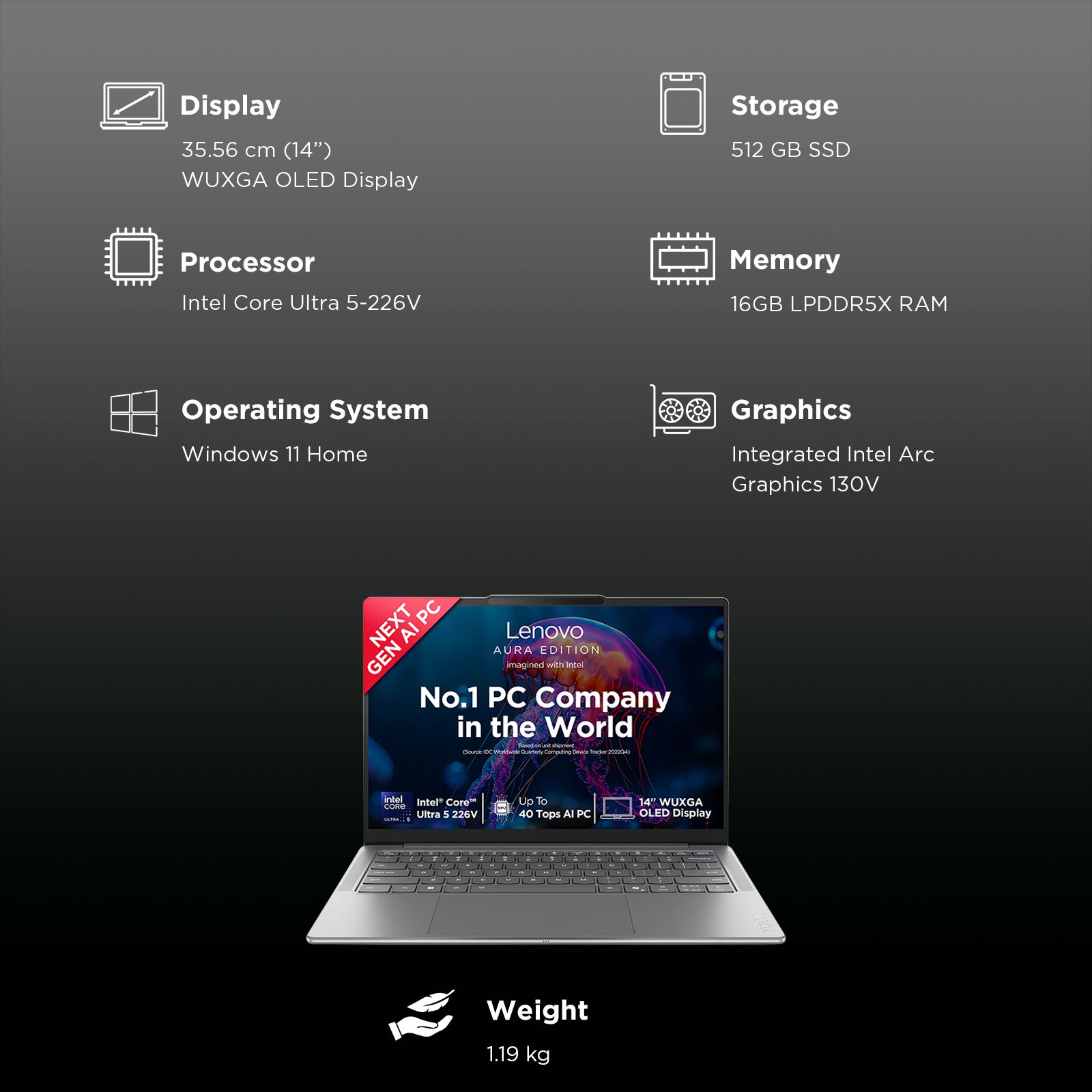 Lenovo Yoga Slim 7 14ILL10 Intel Core Ultra 5 Thin & Light Laptop (16GB, 512GB SSD, Windows 11 Home, 14 inch WUXGA OLED Display, MS Office Home 2024, Luna Grey, 1.19 KG) Lenovo Yoga Slim 7 14ILL10 Intel Core Ultra 5 Thin & Light Laptop (16GB, 512GB SSD, Windows 11 Home, 14 inch WUXGA OLED Display, MS Office Home 2024, Luna Grey, 1.19 KG)_7