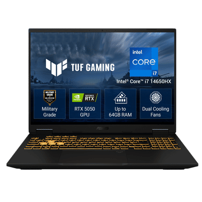 ASUS TUF Intel Core i7 14th Gen Gaming Laptop (16GB, 1TB SSD, Windows 11 Home, 8GB Graphics, 16 inch 144 Hz Full HD Plus IPS Display, NVIDIA GeForce RTX 5050, MS Office Home 2024, Off Black, 2.2 KG)