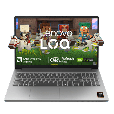 Lenovo LOQ 15ARP10E AMD Ryzen 5 Gaming Laptop (16GB, 512GB SSD, Windows 11 Home, 6GB Graphics, 15.6 inch 144 Hz FHD IPS Display, NVIDIA GeForce RTX 3050, MS Office Home 2024, Luna Grey, 1.8 KG)