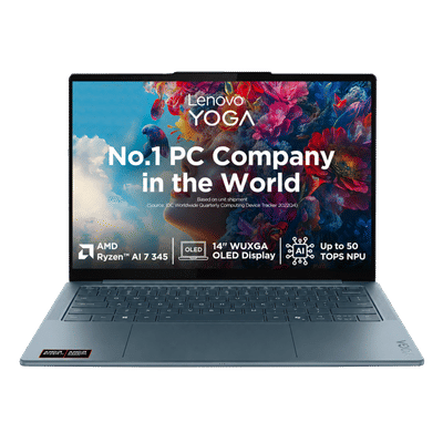 Lenovo Yoga Slim 7 14AKP10 AMD Ryzen AI 7 Thin & Light Laptop (16GB, 512GB SSD, Windows 11 Home, 14 inch WUXGA OLED Display, MS Office Home 2024, Tidal Teal, 1.19 KG)