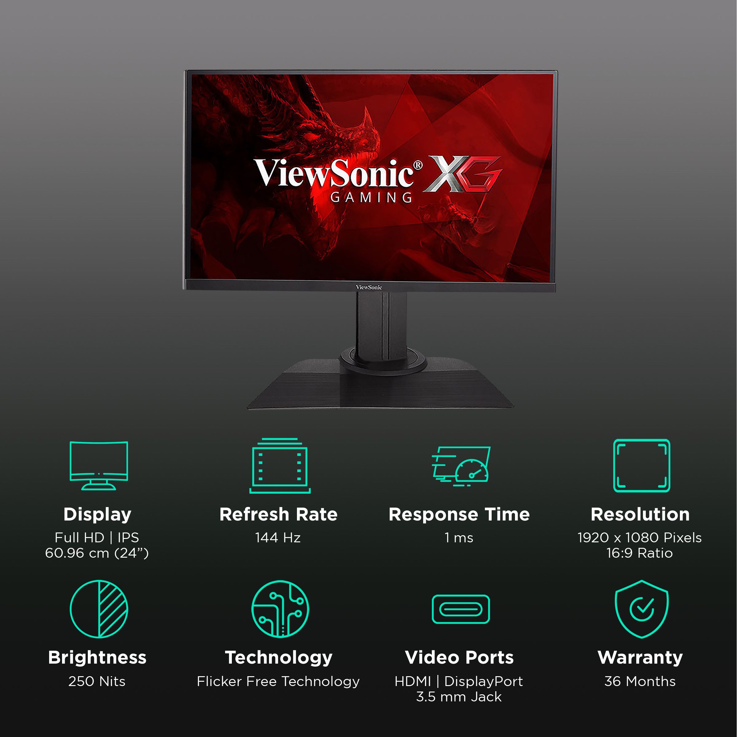 ViewSonic XG 60.96 cm (24 inch) Full HD IPS Panel LED 3-Side Borderless Height Adjustable Gaming Monitor with Flicker-Free Technology ViewSonic XG 60.96 cm (24 inch) Full HD IPS Panel LED 3-Side Borderless Height Adjustable Gaming Monitor with Flicker-Free Technology_3