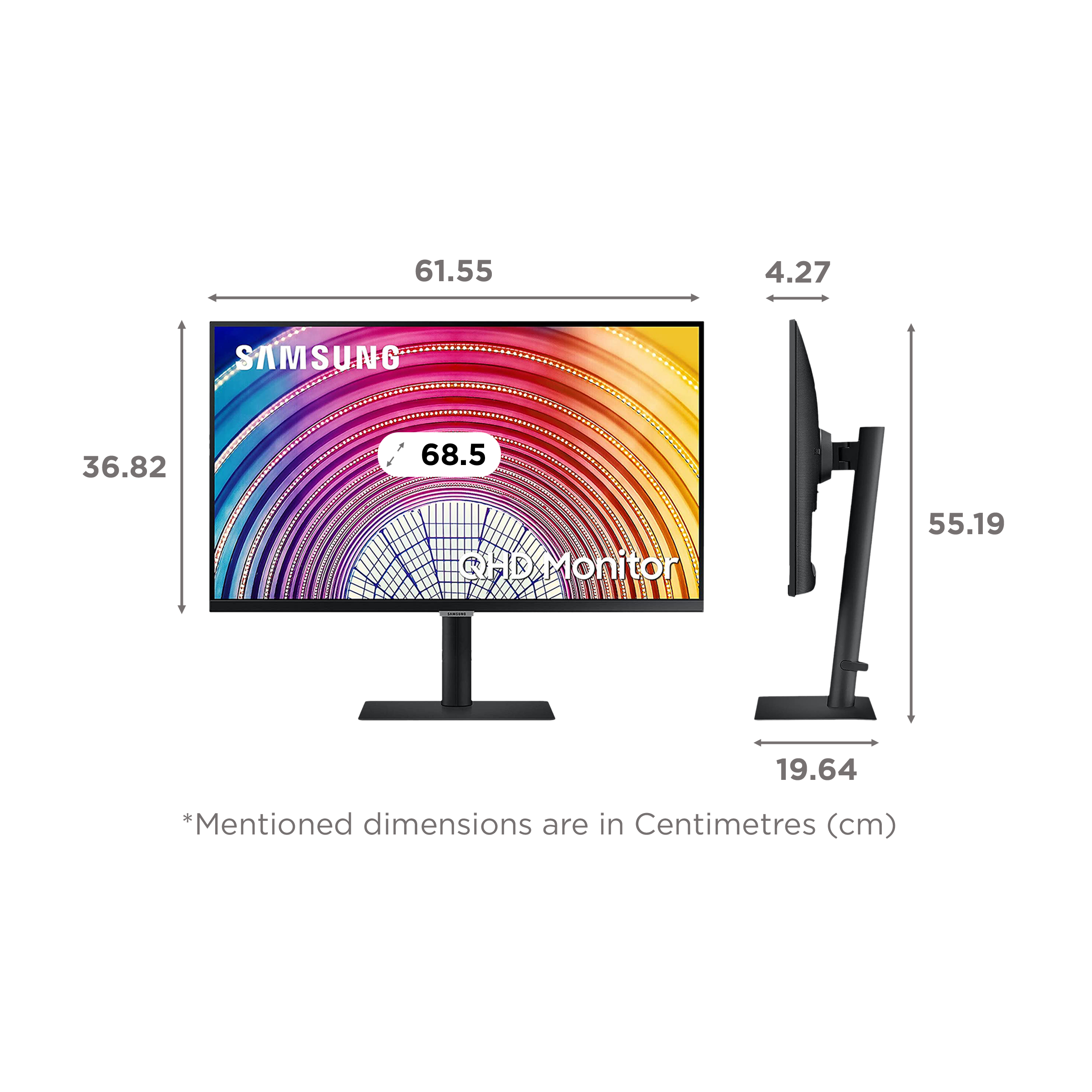 SAMSUNG S60A 68.5 cm (27 inch) QHD IPS Panel LED Borderless Height Adjustable Monitor with Flicker-Free Technology SAMSUNG S60A 68.5 cm (27 inch) QHD IPS Panel LED Borderless Height Adjustable Monitor with Flicker-Free Technology_2