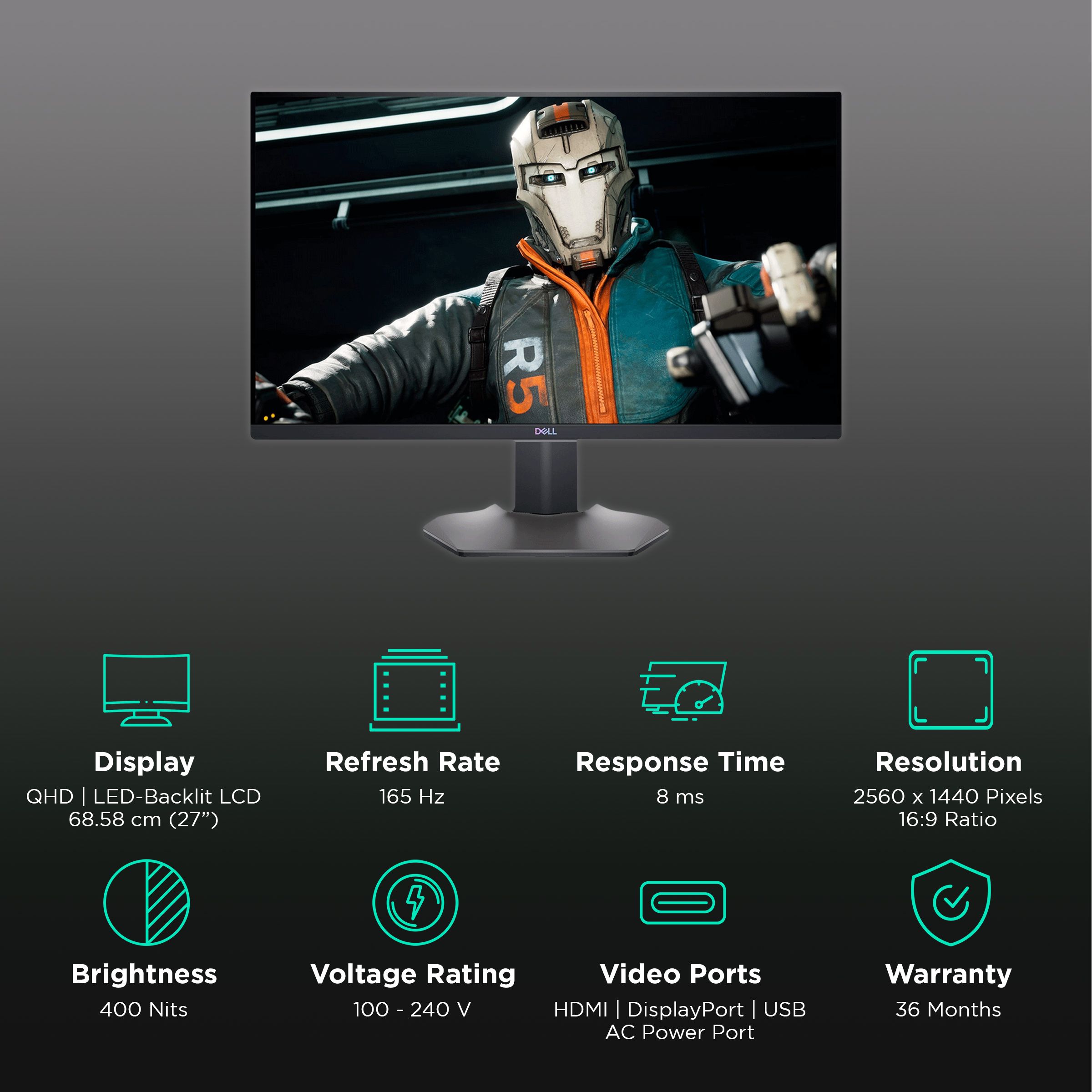 Dell S Series 68.58 cm (27 inch) QHD IPS Panel LCD 3-Sided Ultra Thin Bezel Height Adjustable Gaming Monitor with NVIDIA G-Sync Compatible_3