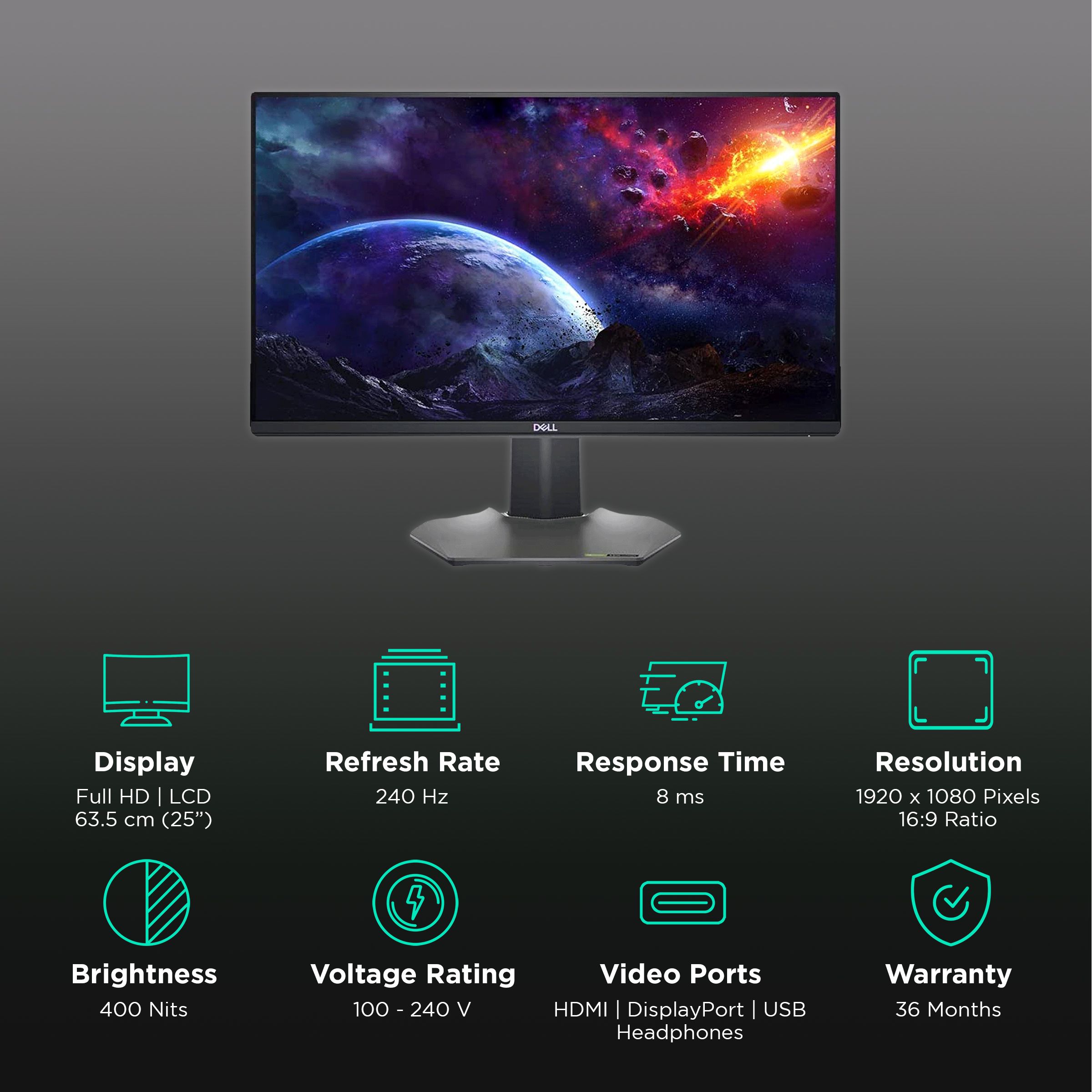 Dell S Series 63.5 cm (25 inch) Full HD IPS Panel LCD 3-Sided Ultra Thin Bezel Height Adjustable Gaming Monitor with NVIDIA G-Sync Compatible Dell S Series 63.5 cm (25 inch) Full HD IPS Panel LCD 3-Sided Ultra Thin Bezel Height Adjustable Gaming Monitor with NVIDIA G-Sync Compatible_3