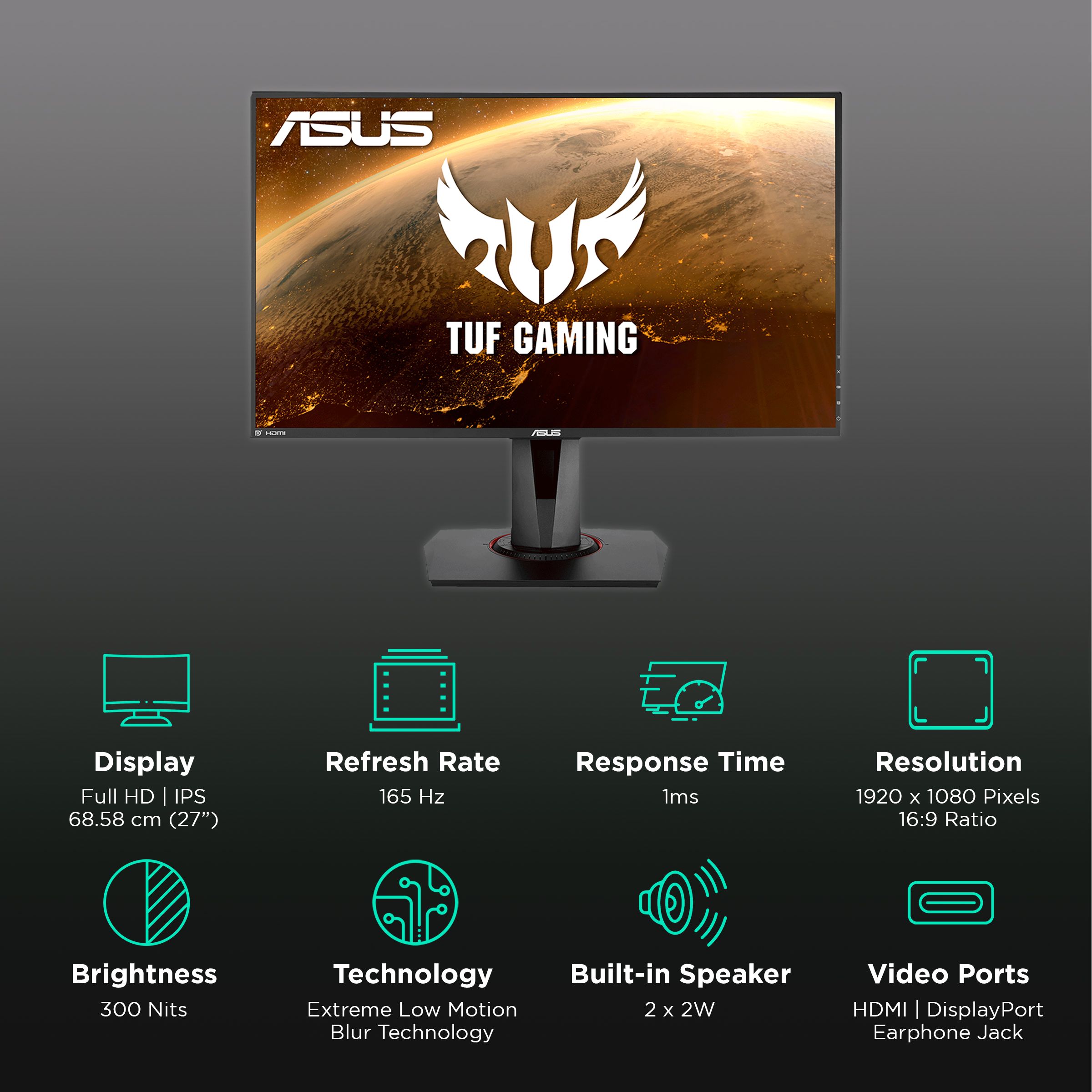 ASUS TUF 68.58 cm (27 inch) Full HD IPS Panel LED Non-Glare Height Adjustable Gaming Monitor with Extreme Low Motion Blur Technology ASUS TUF 68.58 cm (27 inch) Full HD IPS Panel LED Non-Glare Height Adjustable Gaming Monitor with Extreme Low Motion Blur Technology_3