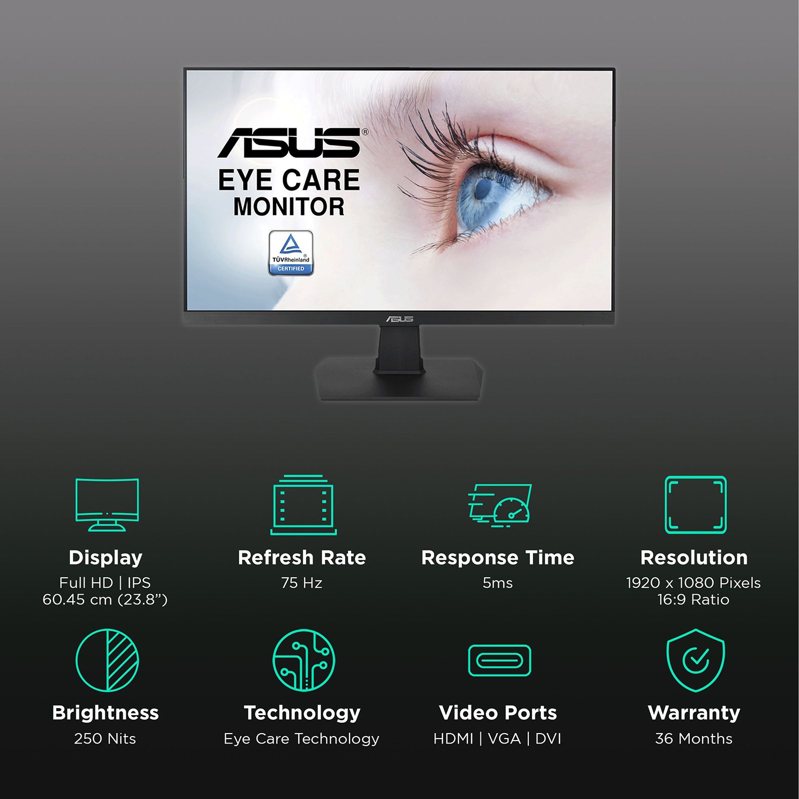 ASUS 60.45 cm (23.8 inch) Full HD IPS Panel LED Frameless Monitor with Eye Care Technology ASUS 60.45 cm (23.8 inch) Full HD IPS Panel LED Frameless Monitor with Eye Care Technology_3