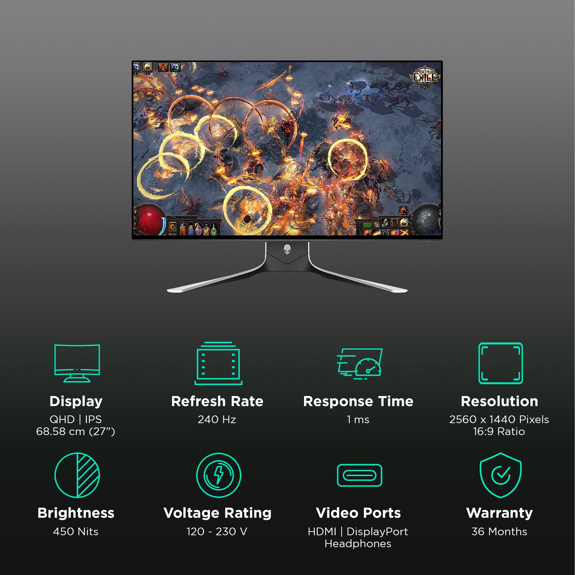 Dell Alienware 68.58 cm (27 inch) QHD IPS Panel LED Wide Height Adjustable Gaming Monitor with NVIDIA G-Sync Ultimate_3