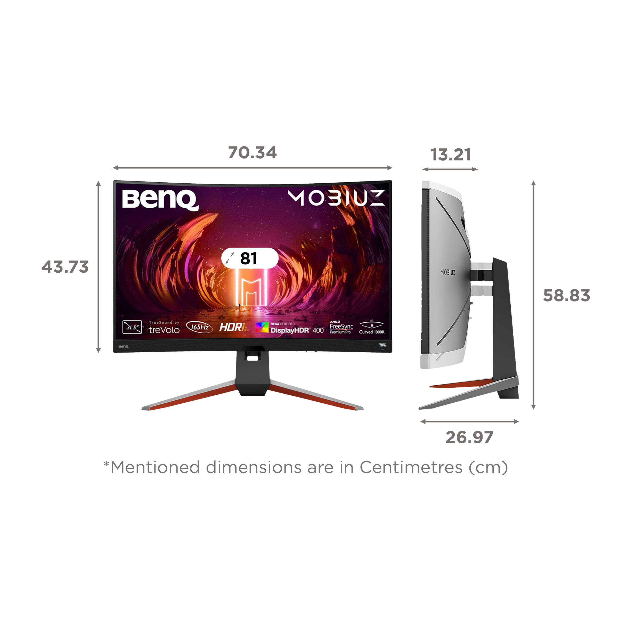 BenQ MOBIUZ 81 cm (31.5 inch) QHD VA Panel LED Bezel-Less Height Adjustable Gaming Monitor with Flicker-Free Technology BenQ MOBIUZ 81 cm (31.5 inch) QHD VA Panel LED Bezel-Less Height Adjustable Gaming Monitor with Flicker-Free Technology_2