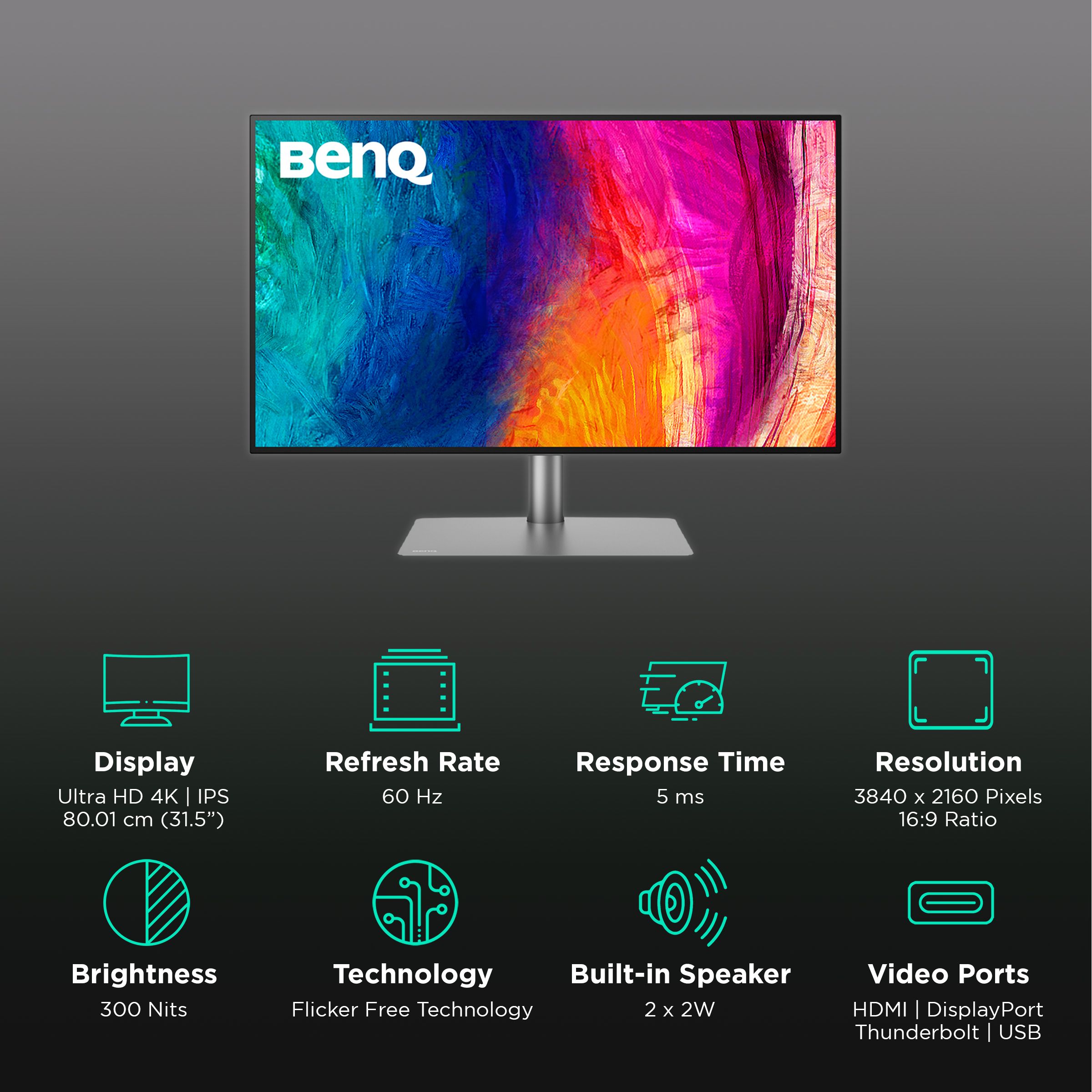 BenQ DesignVue 81.28 cm (32 inch) 4K Ultra HD IPS Panel LCD Height Adjustable Monitor with Flicker-Free Technology BenQ DesignVue 81.28 cm (32 inch) 4K Ultra HD IPS Panel LCD Height Adjustable Monitor with Flicker-Free Technology_3