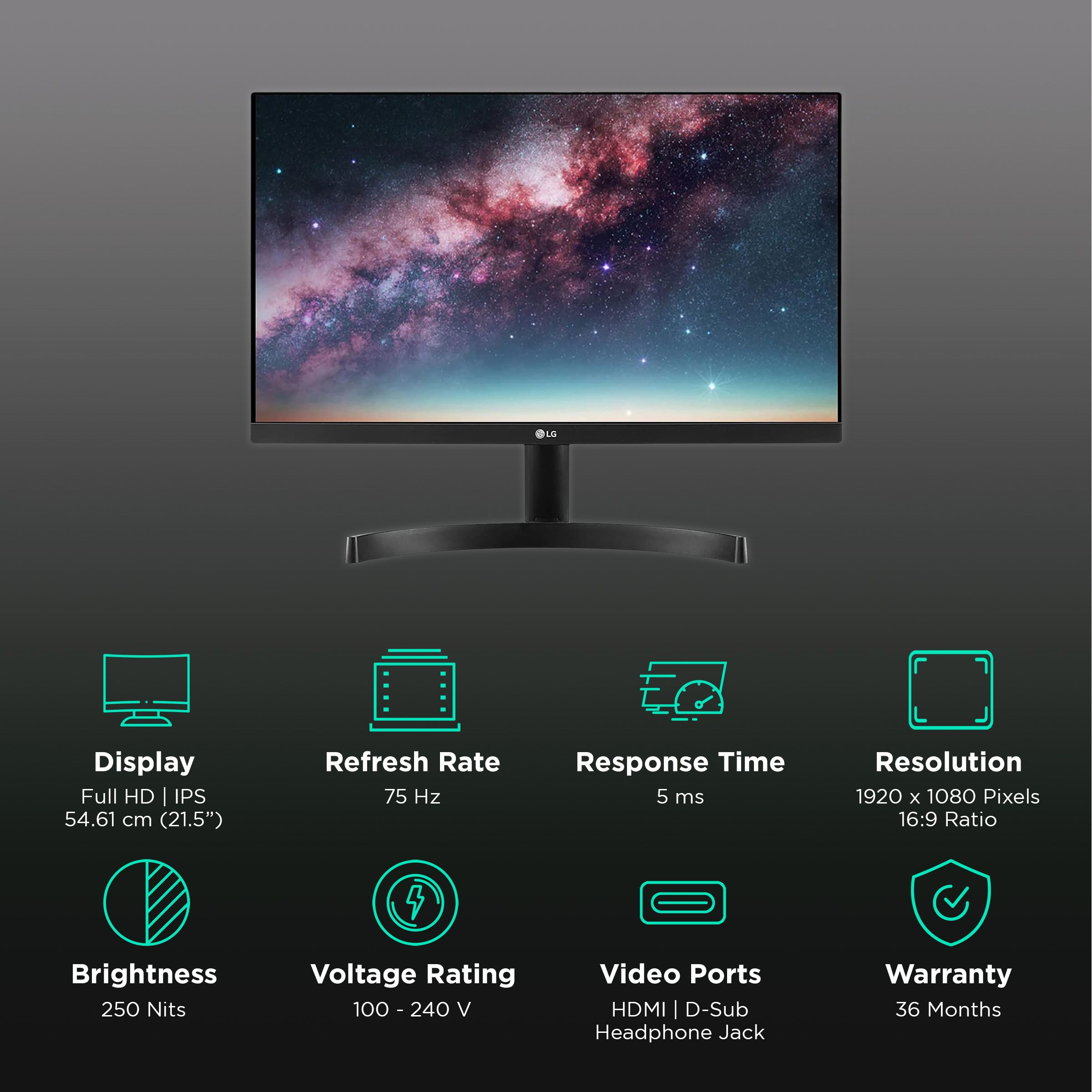 LG 54.61 cm (21.5 inch) Full HD IPS Panel LCD 3-Side Borderless Monitor with Black Stabilizer LG 54.61 cm (21.5 inch) Full HD IPS Panel LCD 3-Side Borderless Monitor with Black Stabilizer_3