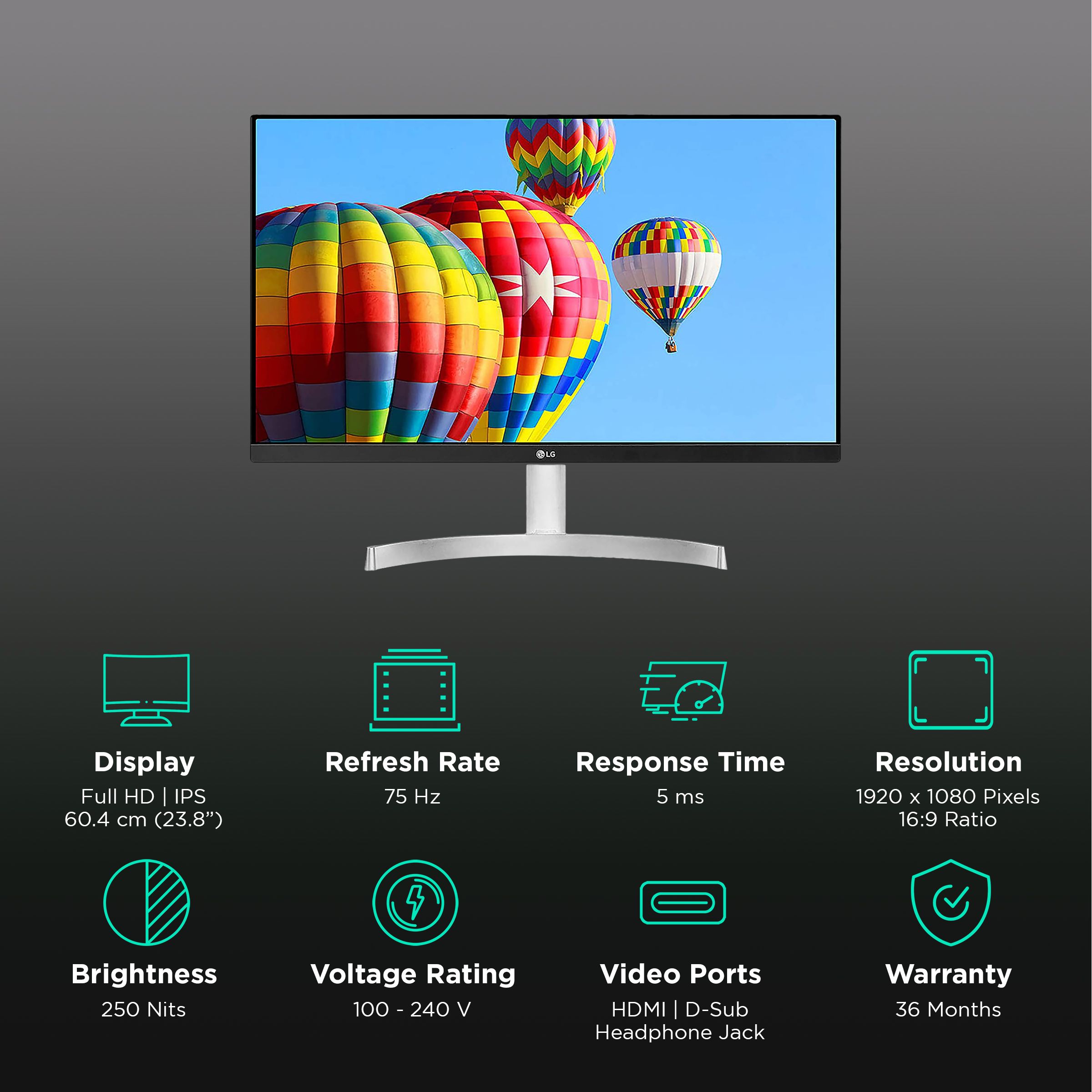 LG 60.4 cm (23.8 inch) Full HD IPS Panel LCD 3-Side Borderless Monitor with Colour Calibrated LG 60.4 cm (23.8 inch) Full HD IPS Panel LCD 3-Side Borderless Monitor with Colour Calibrated_3
