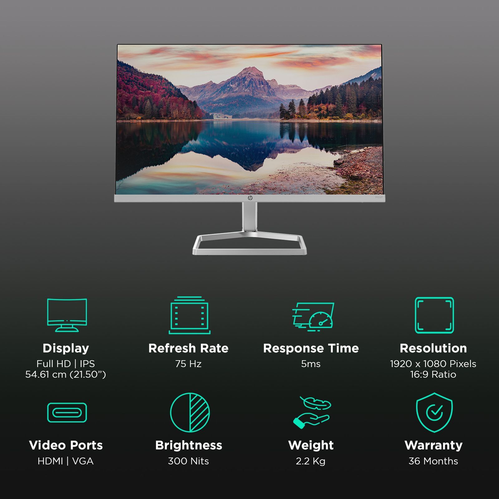 HP M22f 54.6cm (21.5 Inches) Full HD IPS Monitor (AMD FreeSync, HDMI + VGA, 75 Hz, 2E2Y3A6, Silver) HP M22f 54.6cm (21.5 Inches) Full HD IPS Monitor (AMD FreeSync, HDMI + VGA, 75 Hz, 2E2Y3A6, Silver)_3