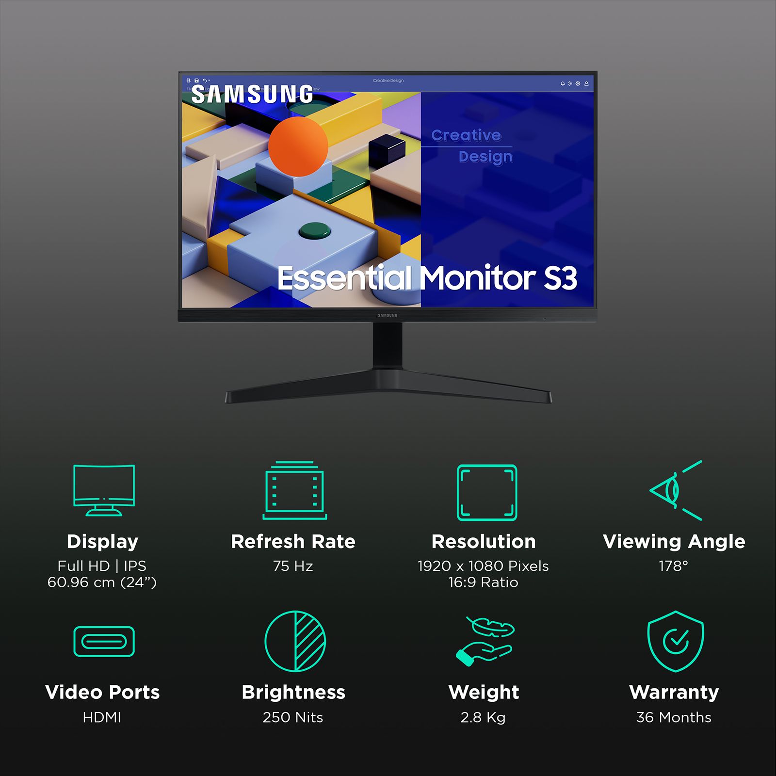 SAMSUNG LS24C312EAWXXL 60.96 cm (24 inch) Full HD Flat Panel LED Monitor with 250 Nits Brightness_2