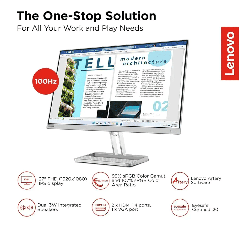 Lenovo L27I-40 68.58 cm (27 inch) Full HD Flat Panel Monitor Lenovo L27I-40 68.58 cm (27 inch) Full HD Flat Panel Monitor_2