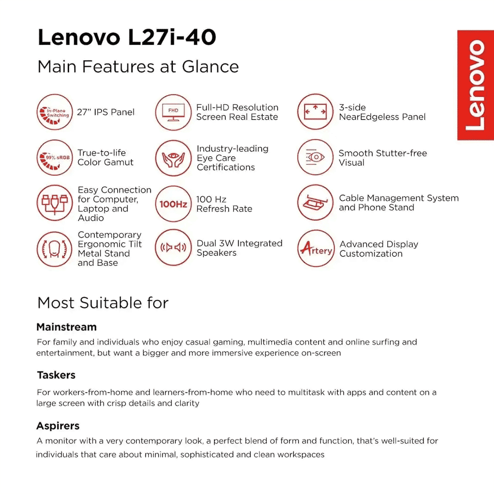 Lenovo L27I-40 68.58 cm (27 inch) Full HD Flat Panel Monitor Lenovo L27I-40 68.58 cm (27 inch) Full HD Flat Panel Monitor_6