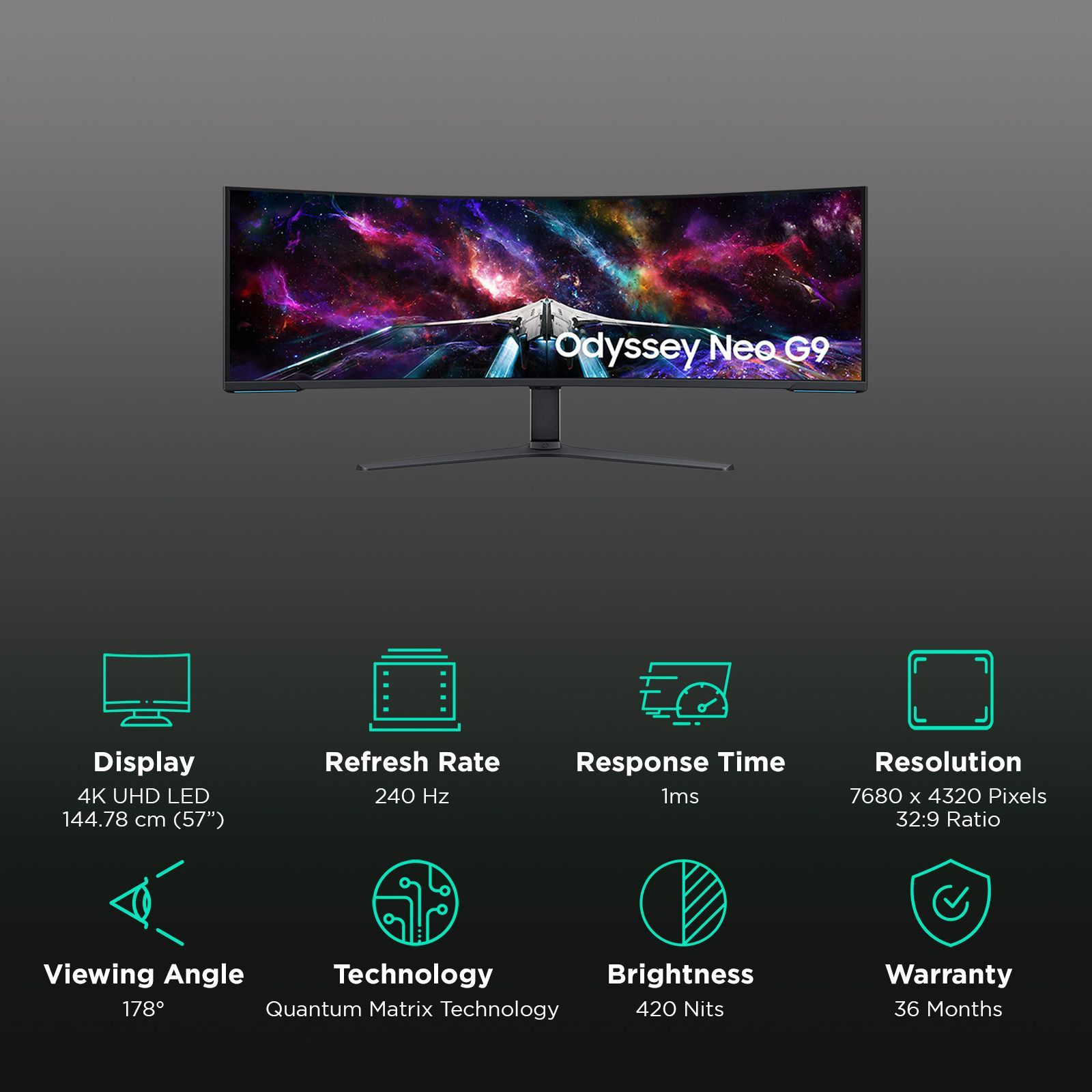 SAMSUNG Odyssey Neo G9 144.78 cm (57 inch) 4K Ultra HD VA Panel LED Curved Height Adjustable Gaming Monitor with Black Equalizer_3