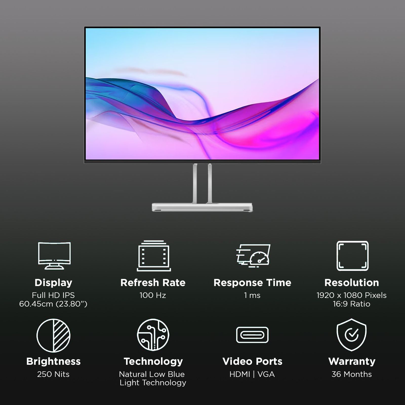 Lenovo L24i4A 60.45 cm (23.8 inch) Full HD IPS Panel Ultra Thin Monitor with WLED Backlight_3