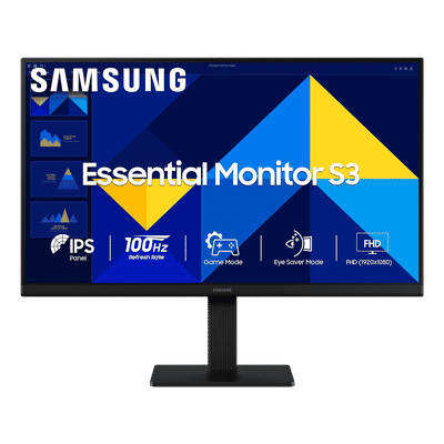 SAMSUNG Essential S3 54.6 cm (22 inch) Full HD IPS Panel Borderless Height Adjustable Monitor with Eye Saver Mode