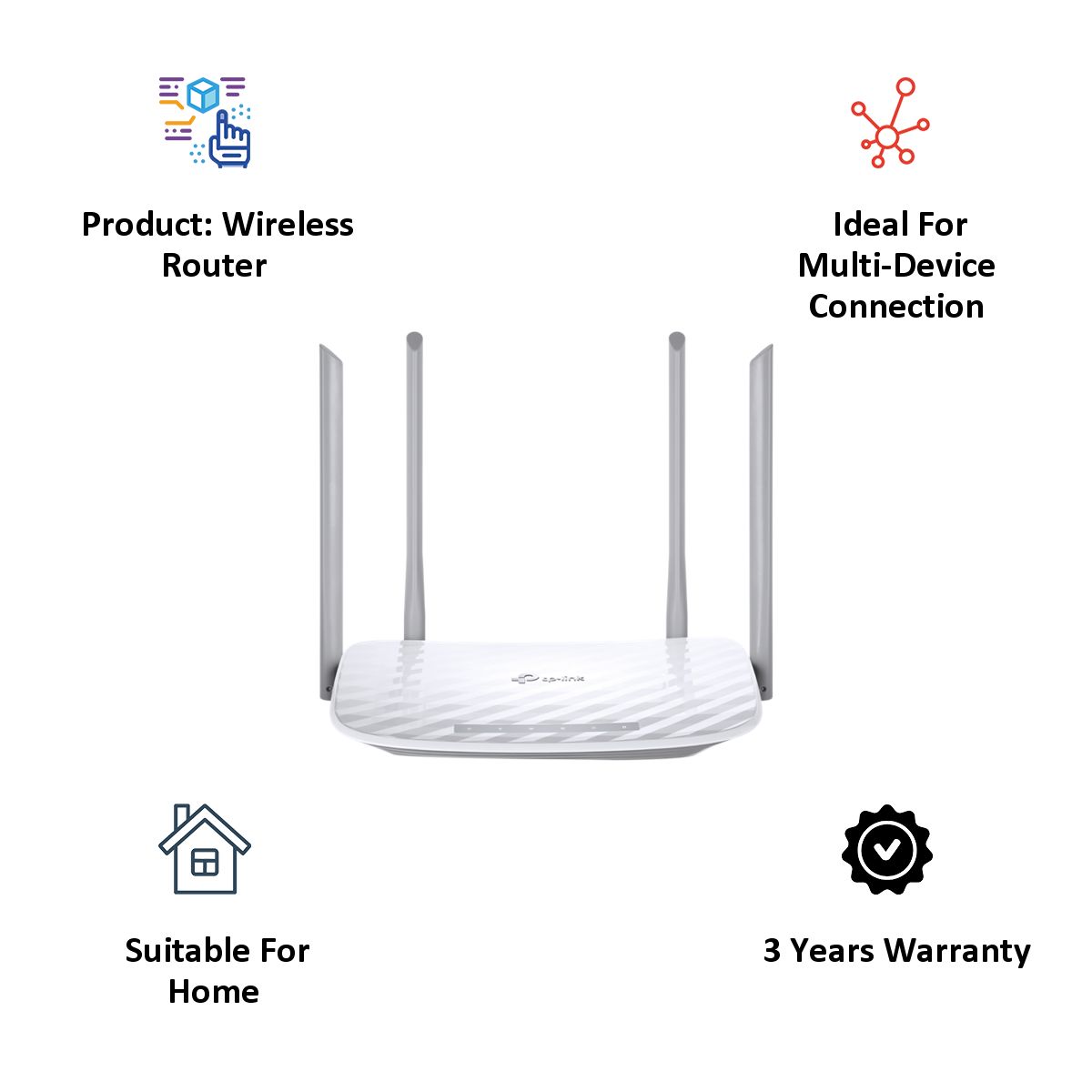 Tp-Link AC1200 Dual Band WiFi 5 Router (4 Antennas, 5 LAN Ports, MU-MIMO, SU?MIMO, White) Tp-Link AC1200 Dual Band WiFi 5 Router (4 Antennas, 5 LAN Ports, MU-MIMO, SU?MIMO, White)_4