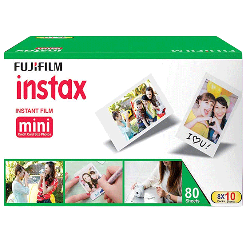 FUJIFILM Instax Mini Film Sheet (54 x 86 mm) Gloss Paper (80 Shots, 450gsm, IC0068, White)_1