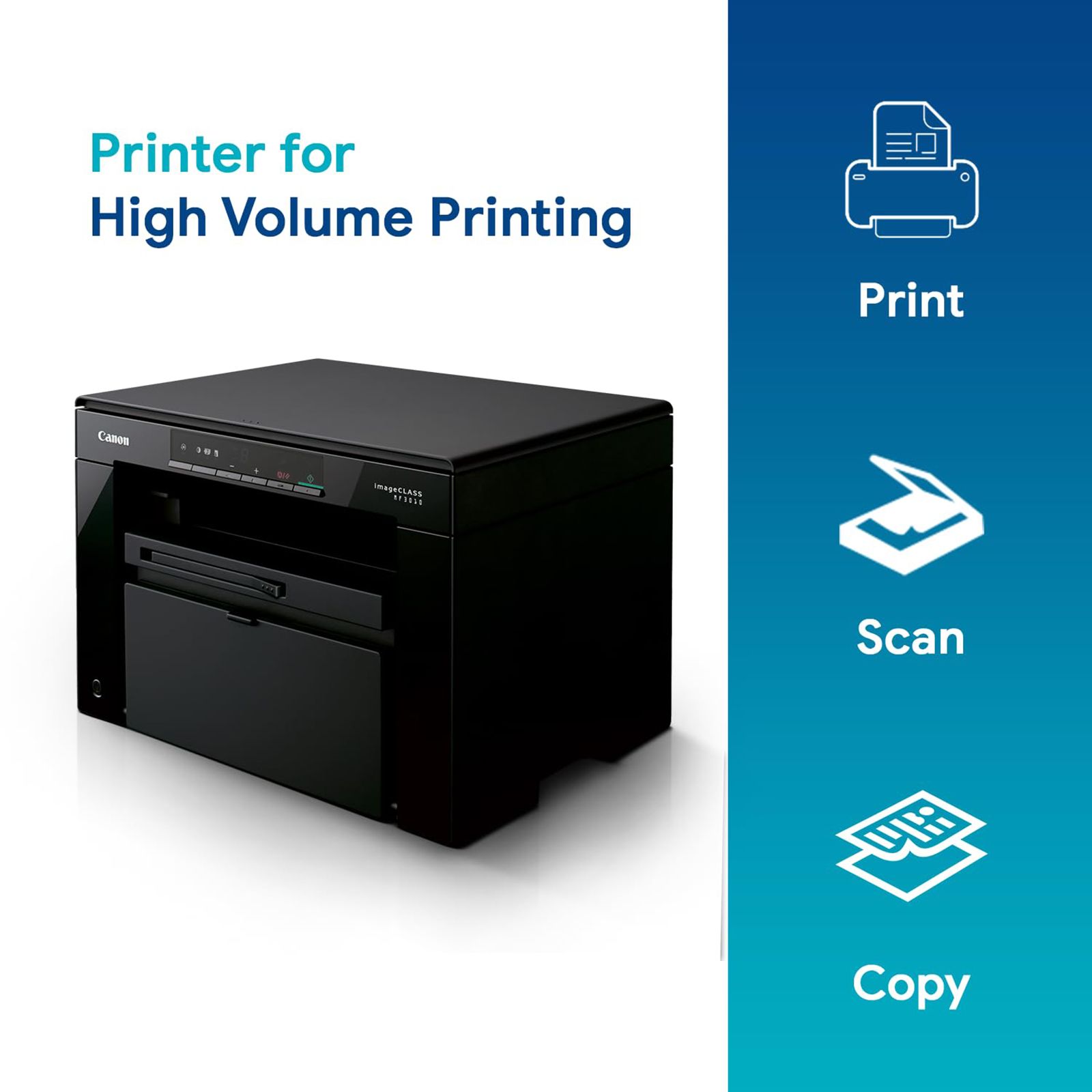 Canon Image Class Black & White Multi-Function Laserjet Printer (19 ppm Print Speed, MF3010, Black)_3