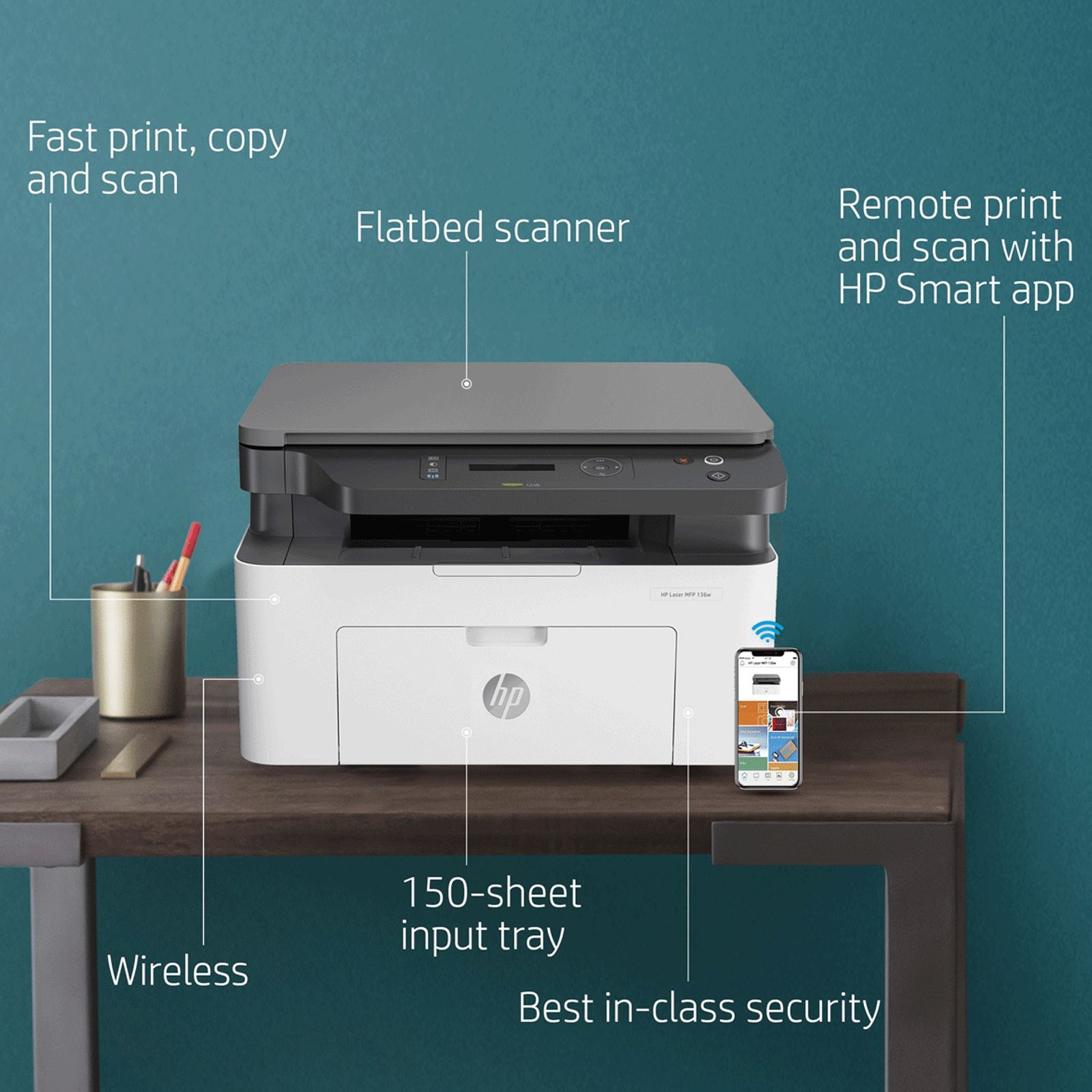 HP Laser 136w Wireless Black & White Multi-Function Laserjet Printer (Apple AirPrint, 4ZB86A, White)_7