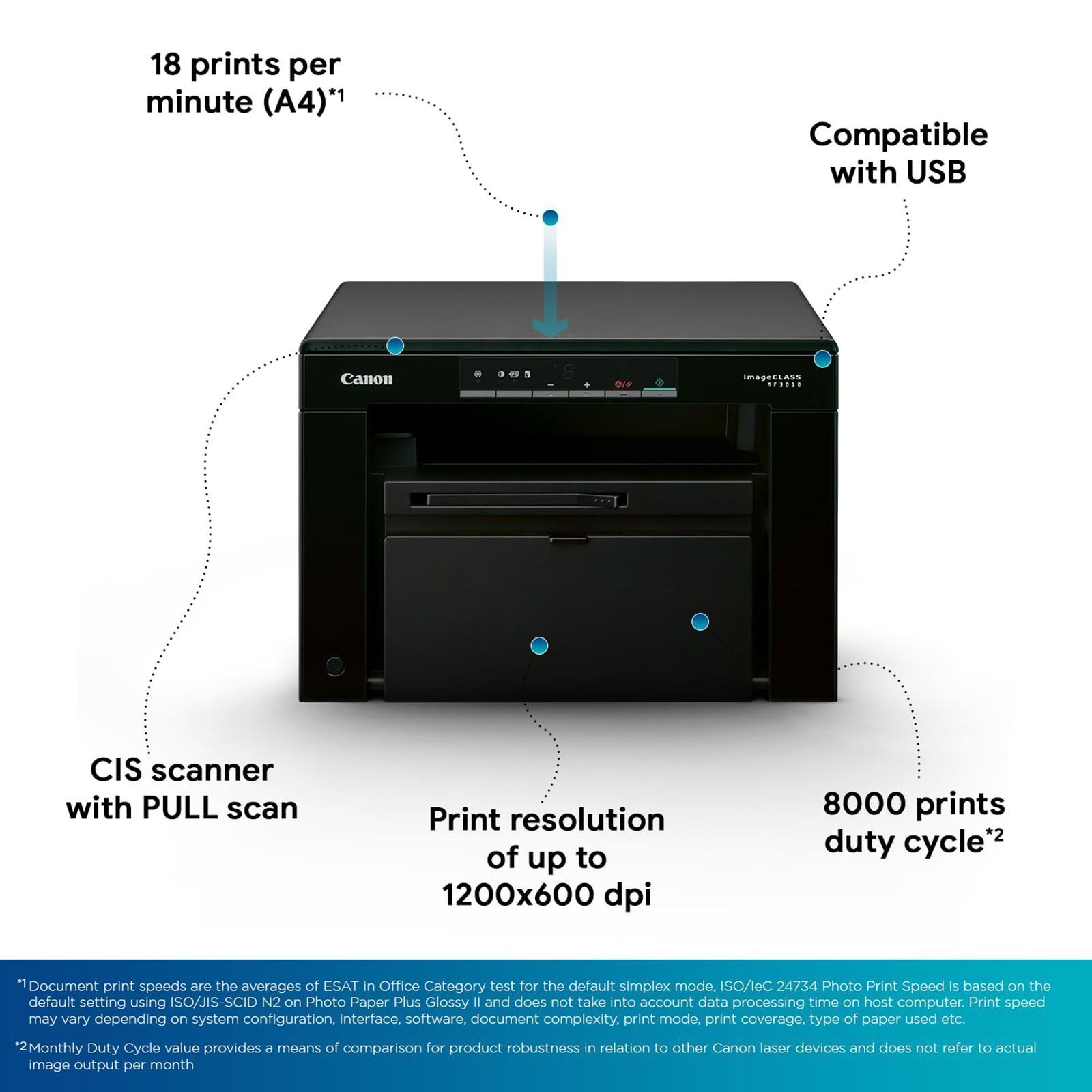 Canon ImageClass MF3010 Multi Function Monochrome Laser Printer with On Demand Fixing Technology (Digital Display, Black)_6