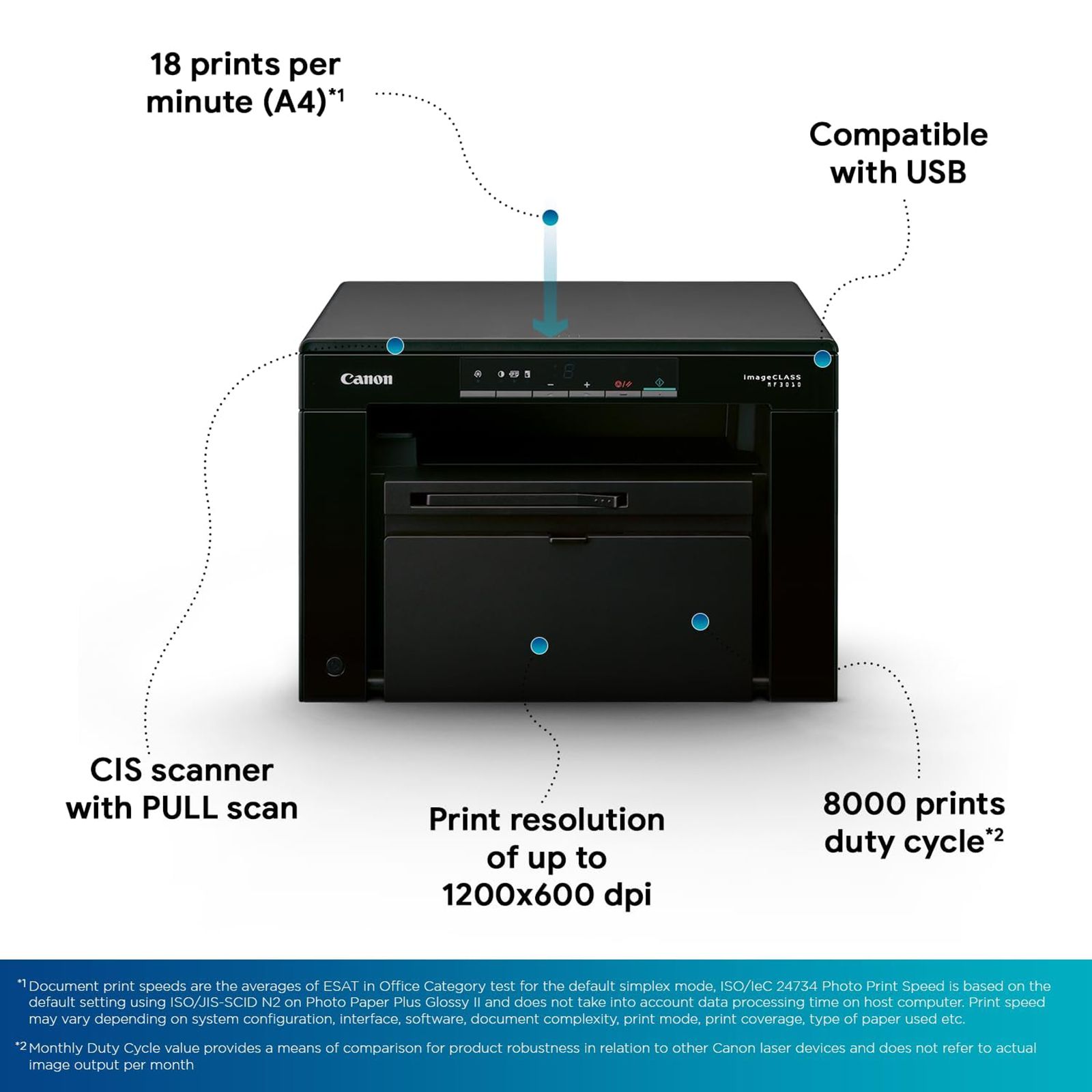 Canon ImageClass MF3010 Multi Function Monochrome Laser Printer with On Demand Fixing Technology (Digital Display, Black)_4